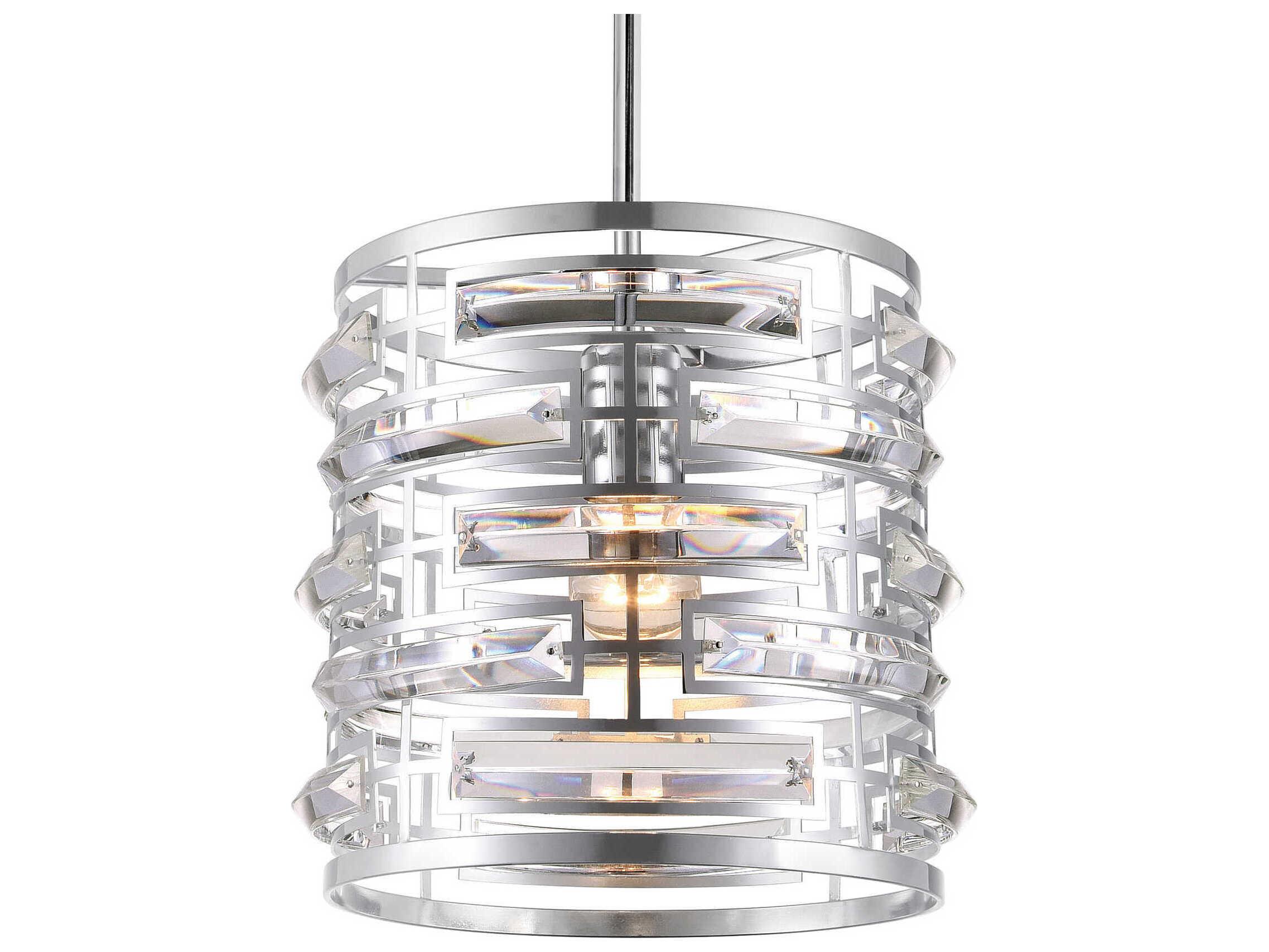 CWI Lighting Petia 1-Light Chrome Drum Mini Pendant