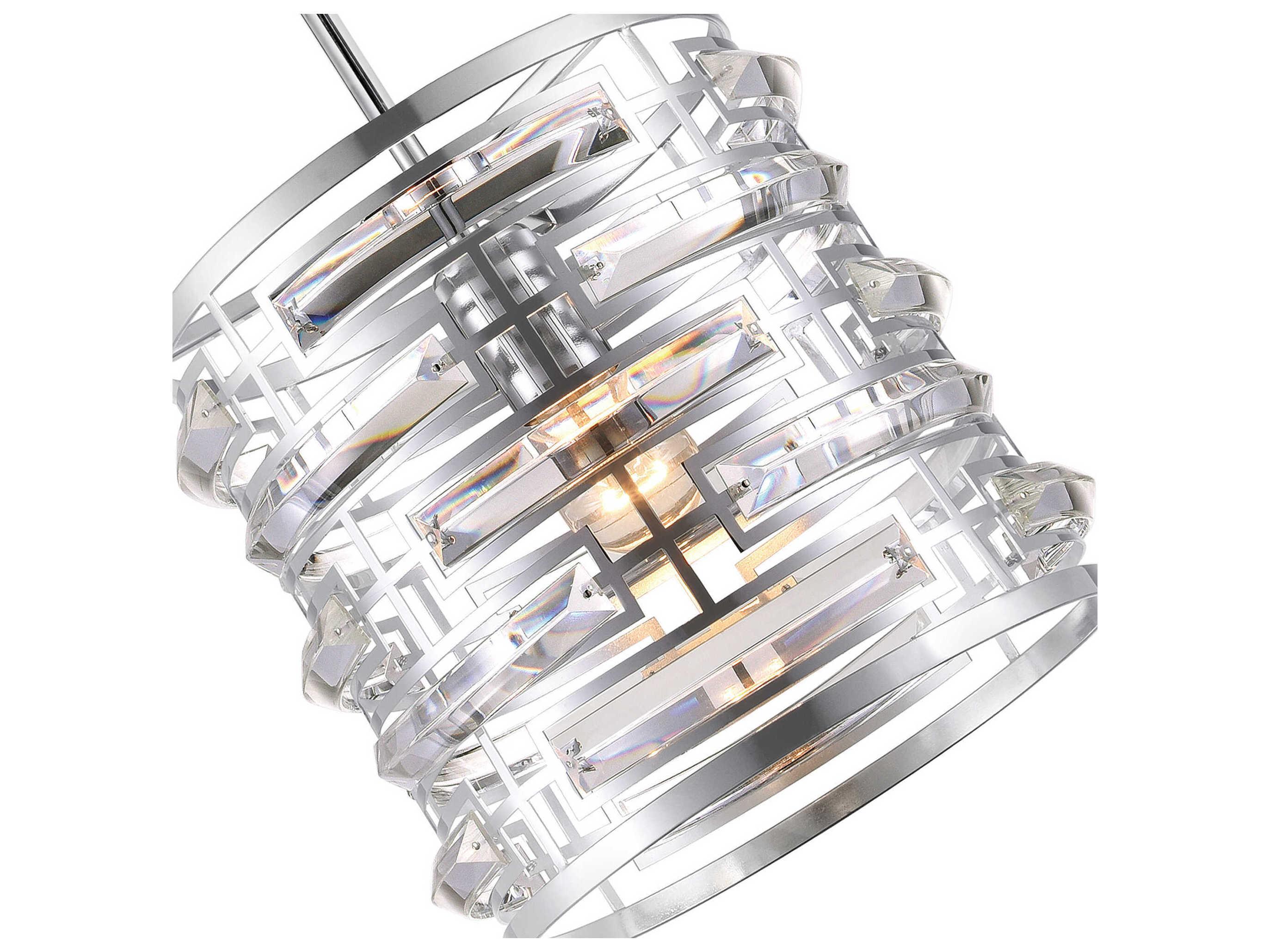 CWI Lighting Petia 1-Light Chrome Drum Mini Pendant