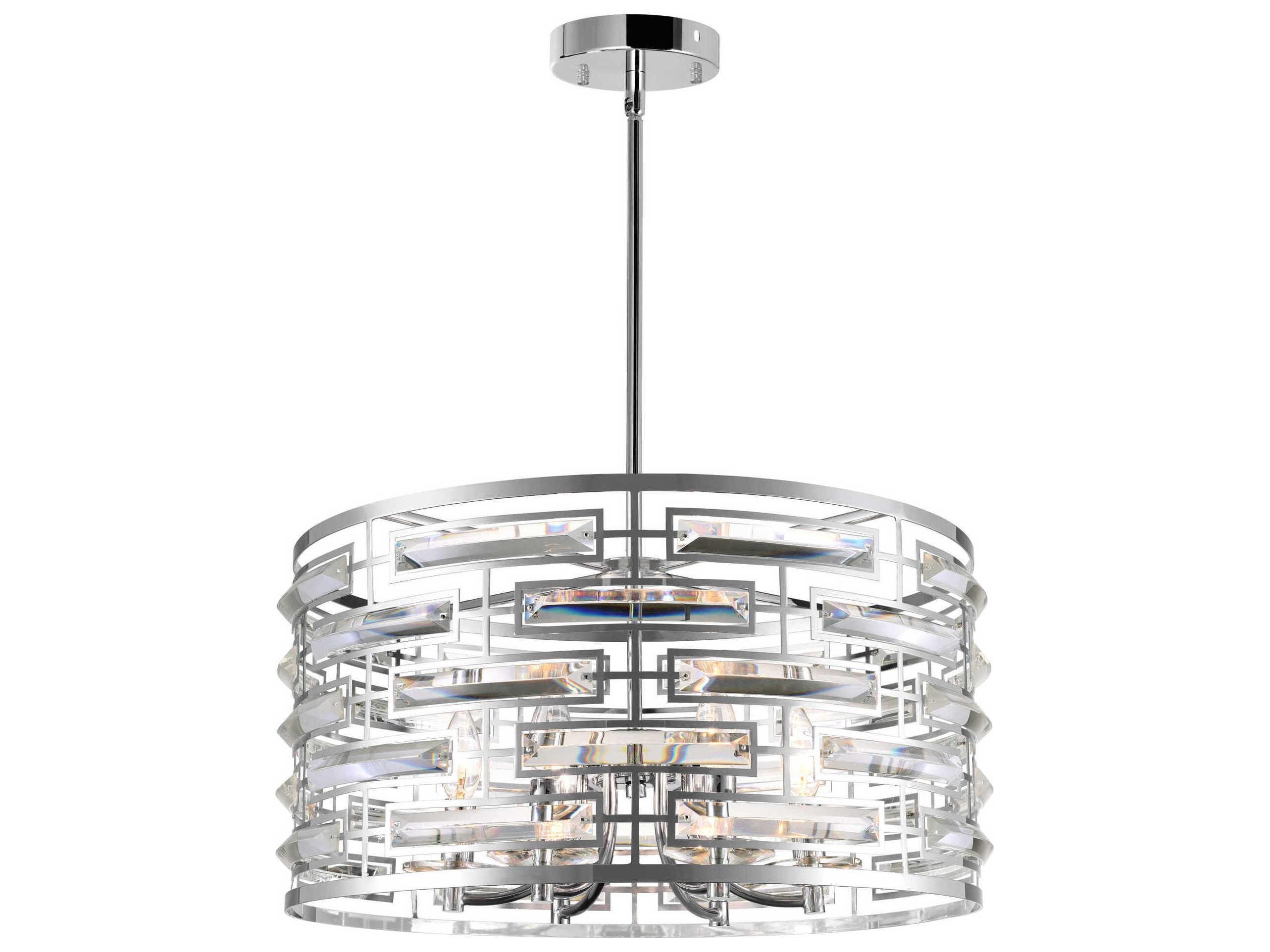 CWI Lighting Petia 6-Light Chrome Drum Pendant