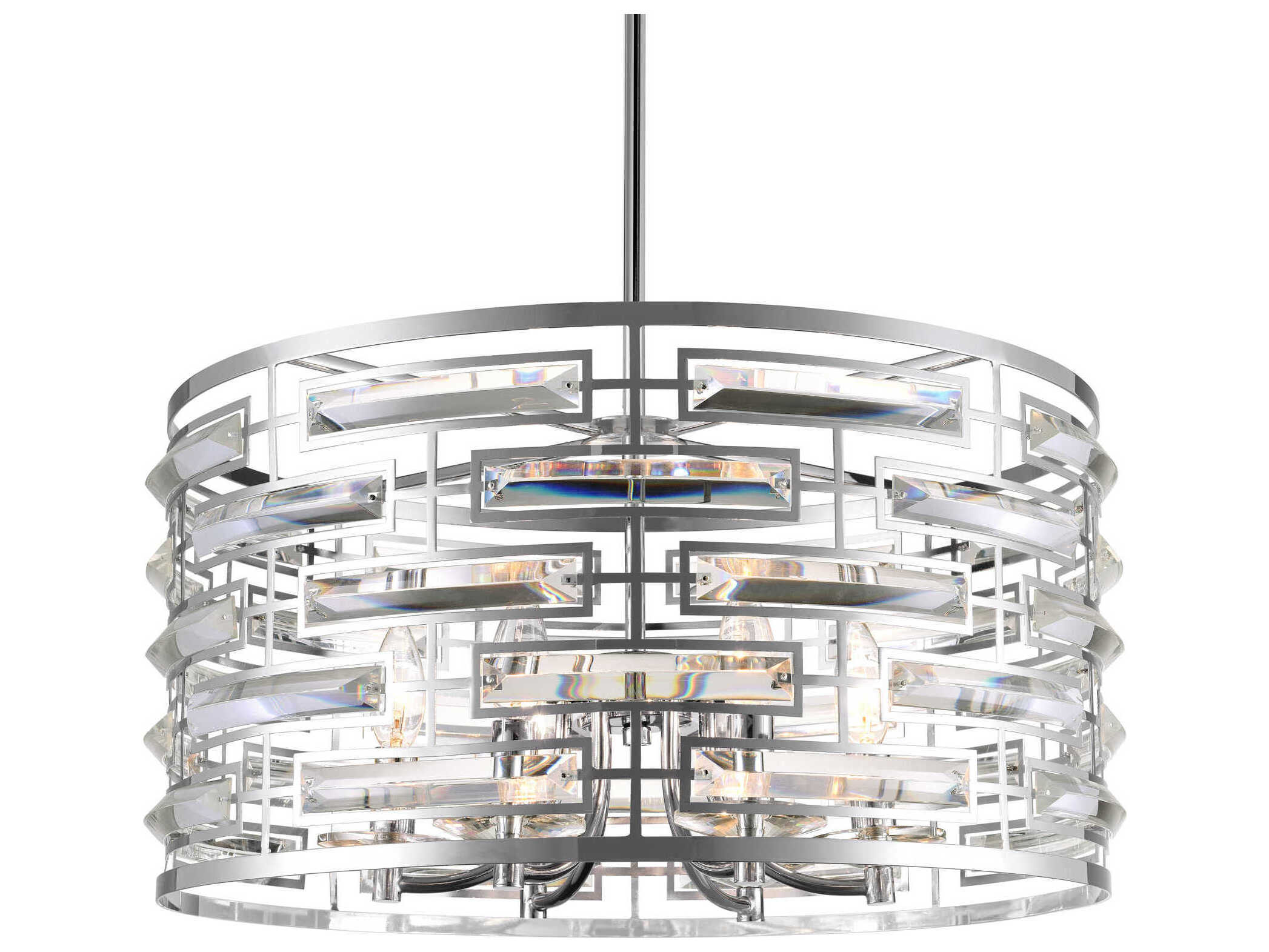 CWI Lighting Petia 6-Light Chrome Drum Pendant