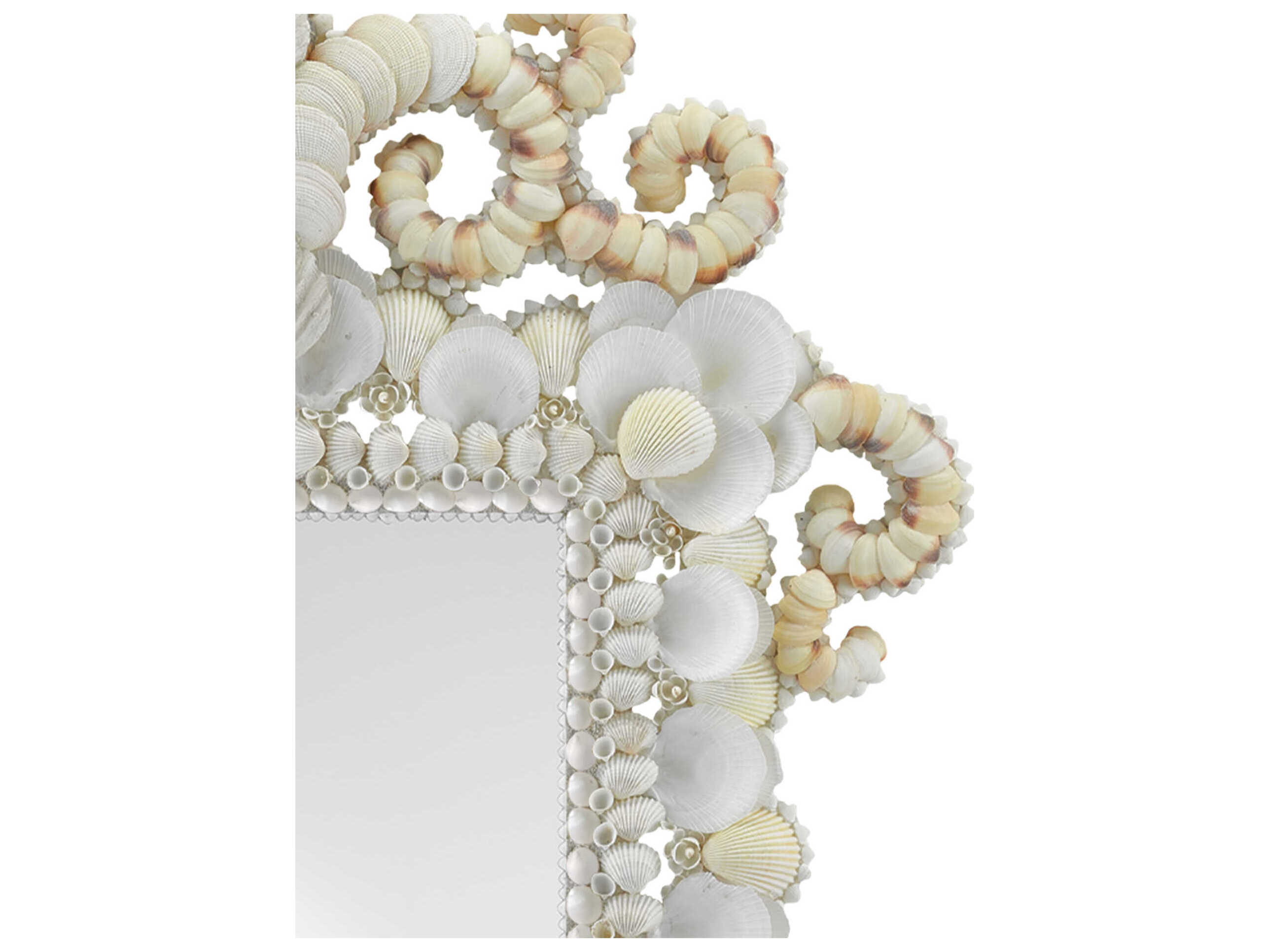 Currey & Company Cecilia White / Natural Rectangular Wall Mirror