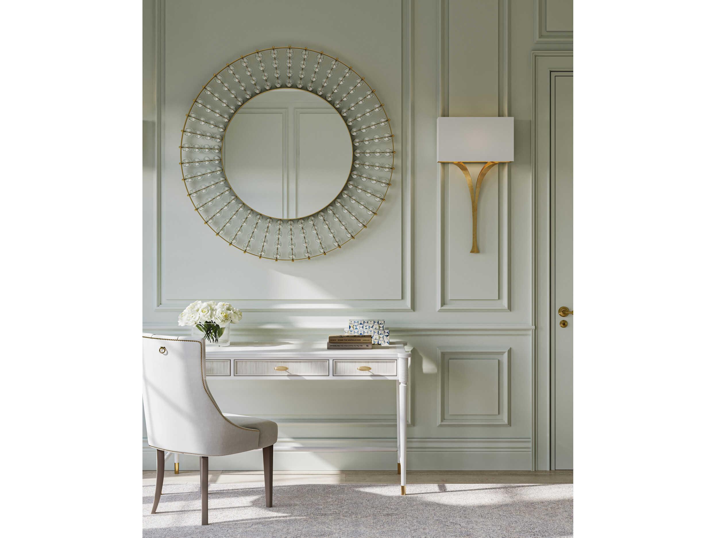 Currey & Company Calais Gold Leaf Round Wall Mirror