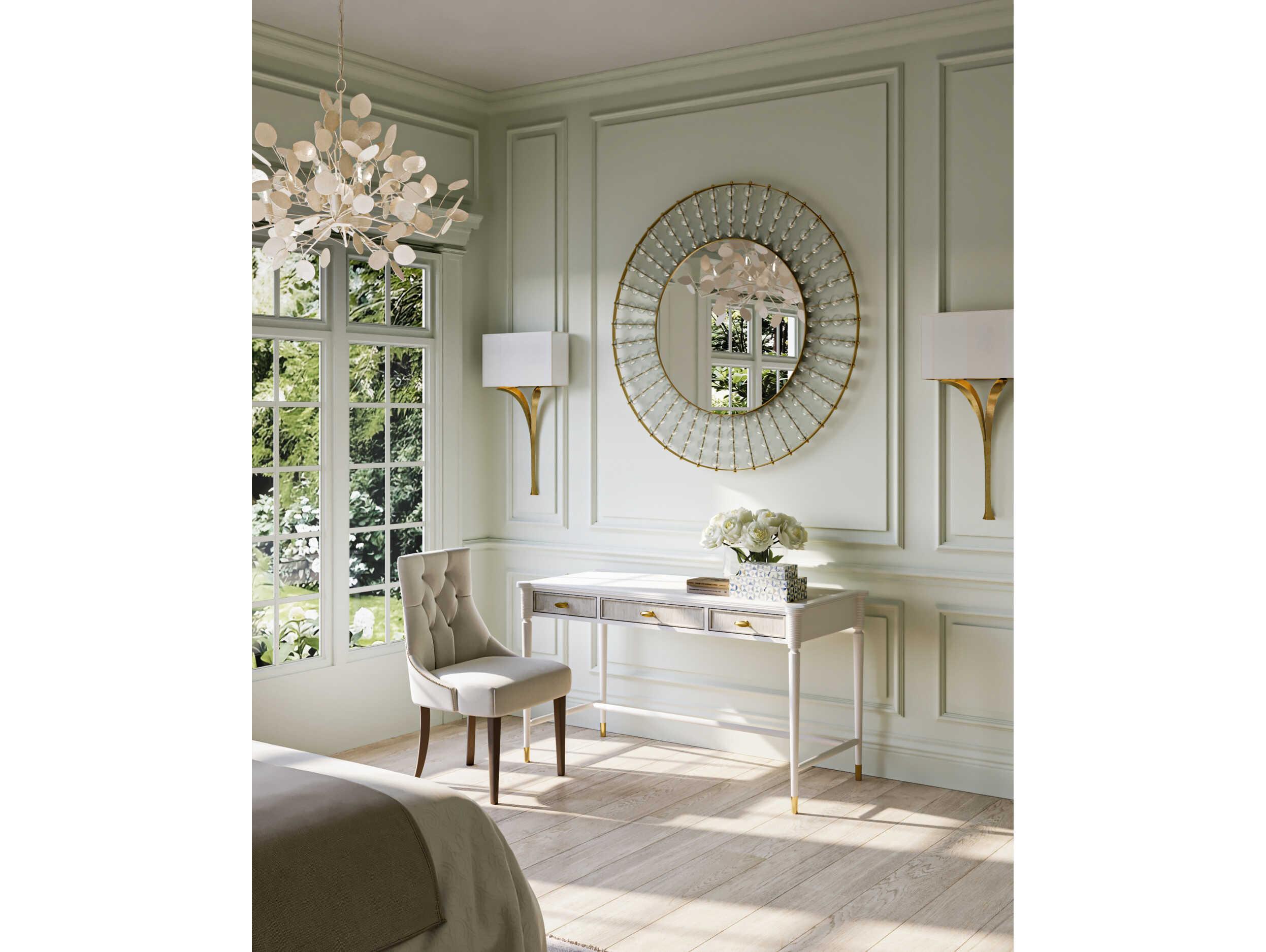 Currey & Company Calais Gold Leaf Round Wall Mirror