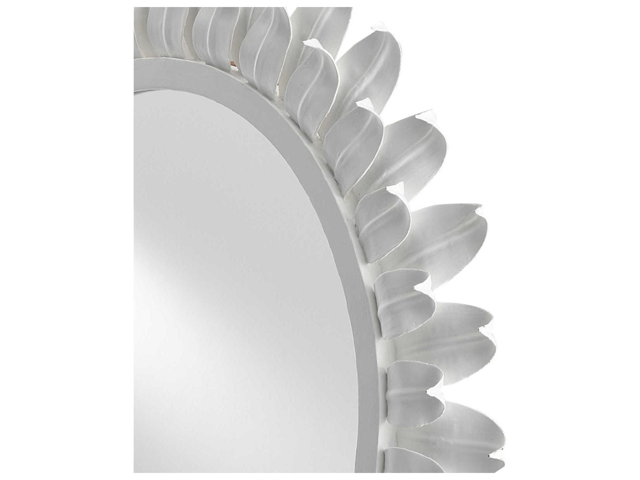 Currey & Company August White Gesso Round Wall Mirror