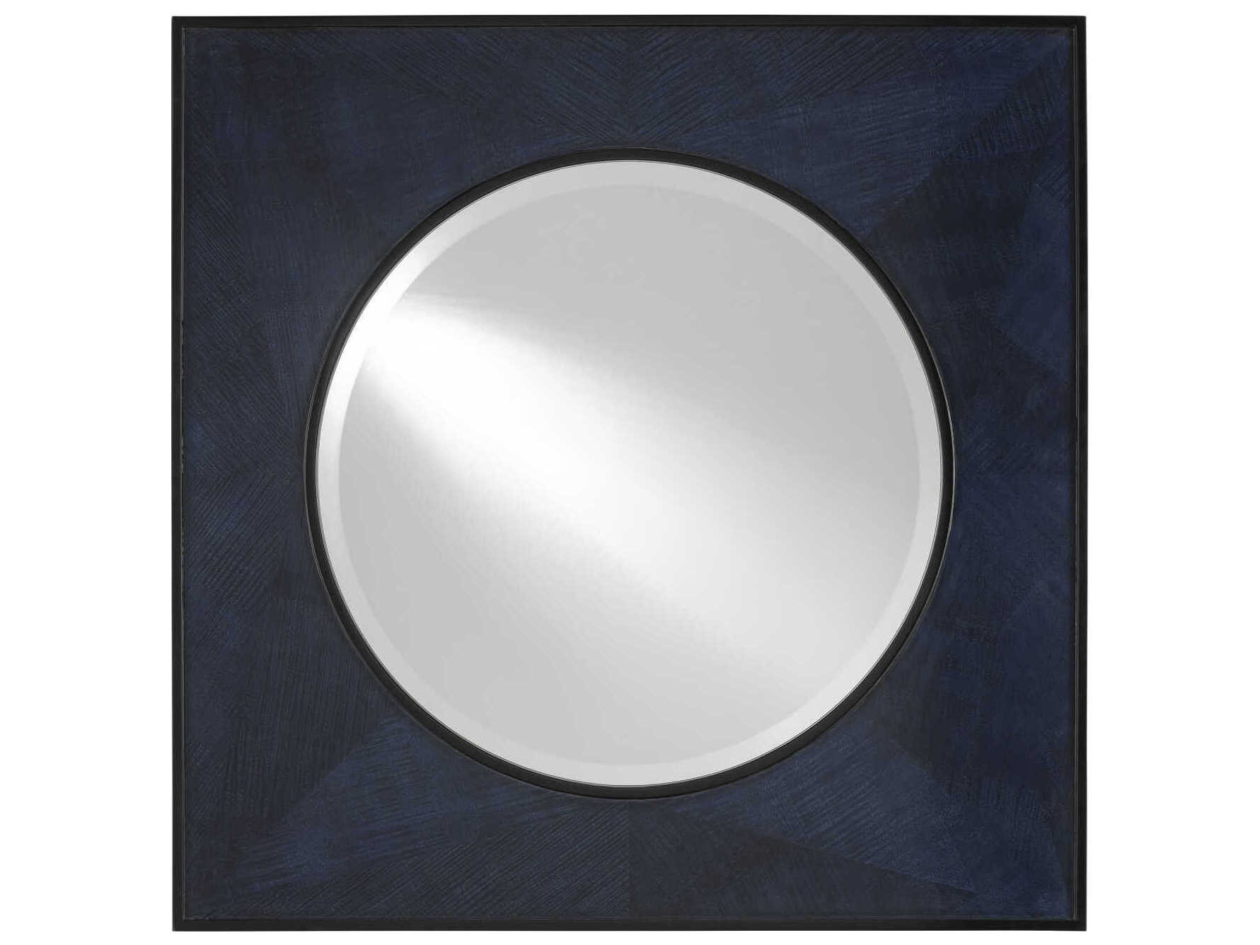 Currey & Company Kallista Dark Sapphire / Caviar Black Square Wall Mirror