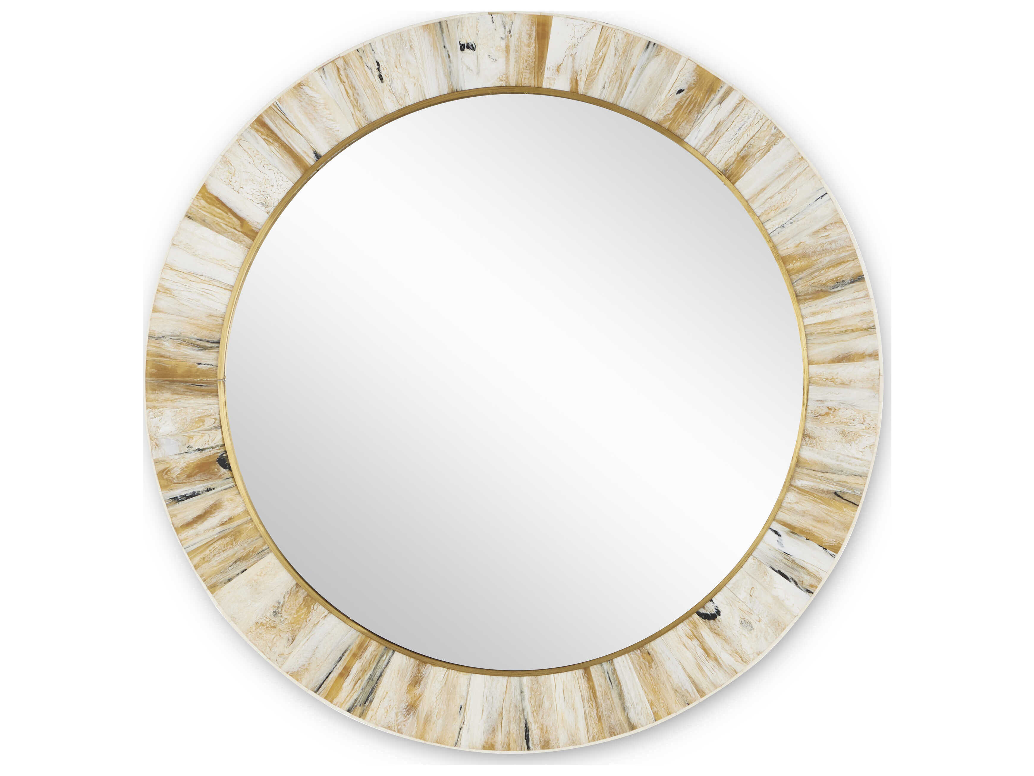 Currey & Company Niva Cream / Brass Round Wall Mirror