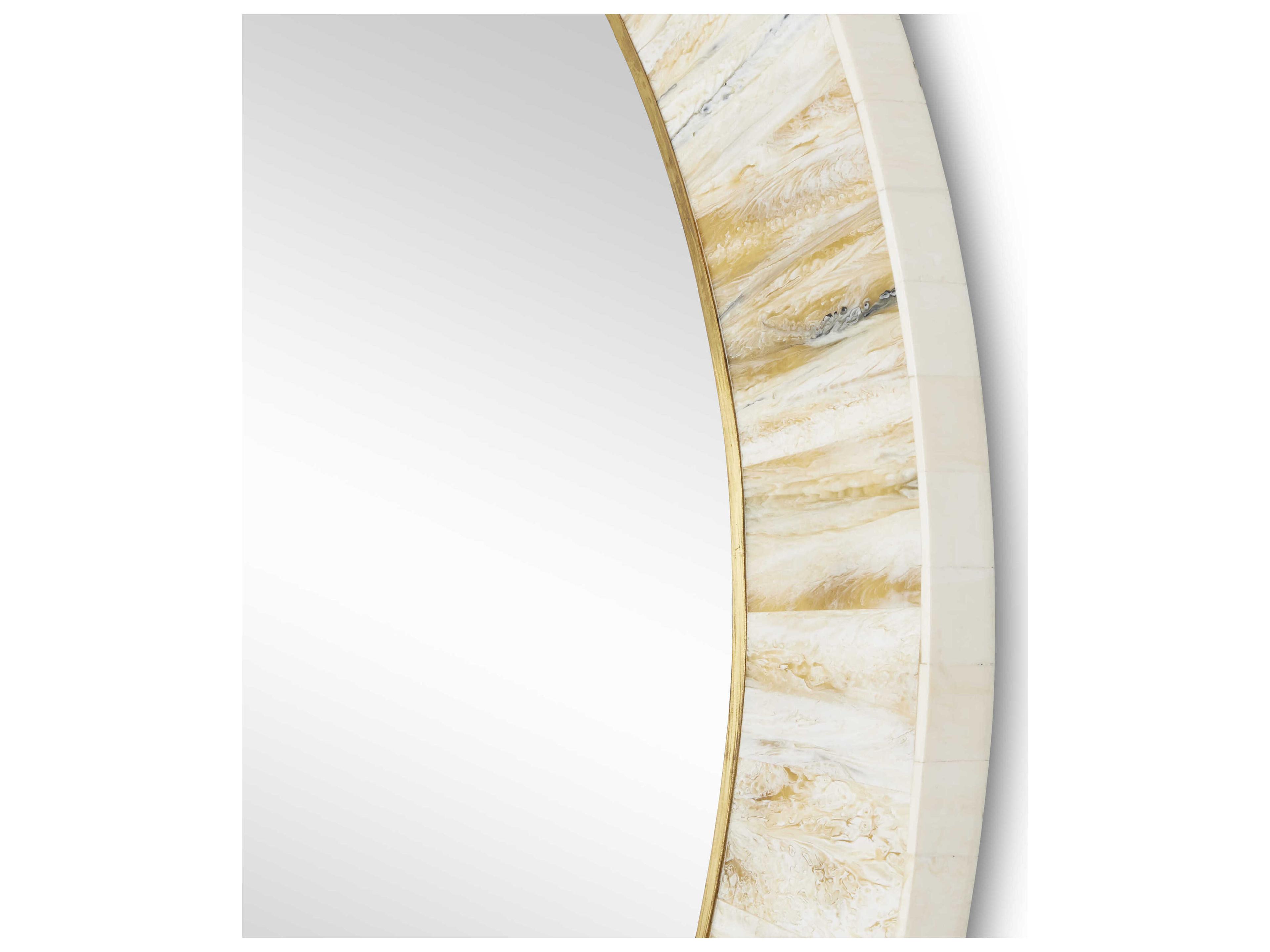 Currey & Company Niva Cream / Brass Round Wall Mirror