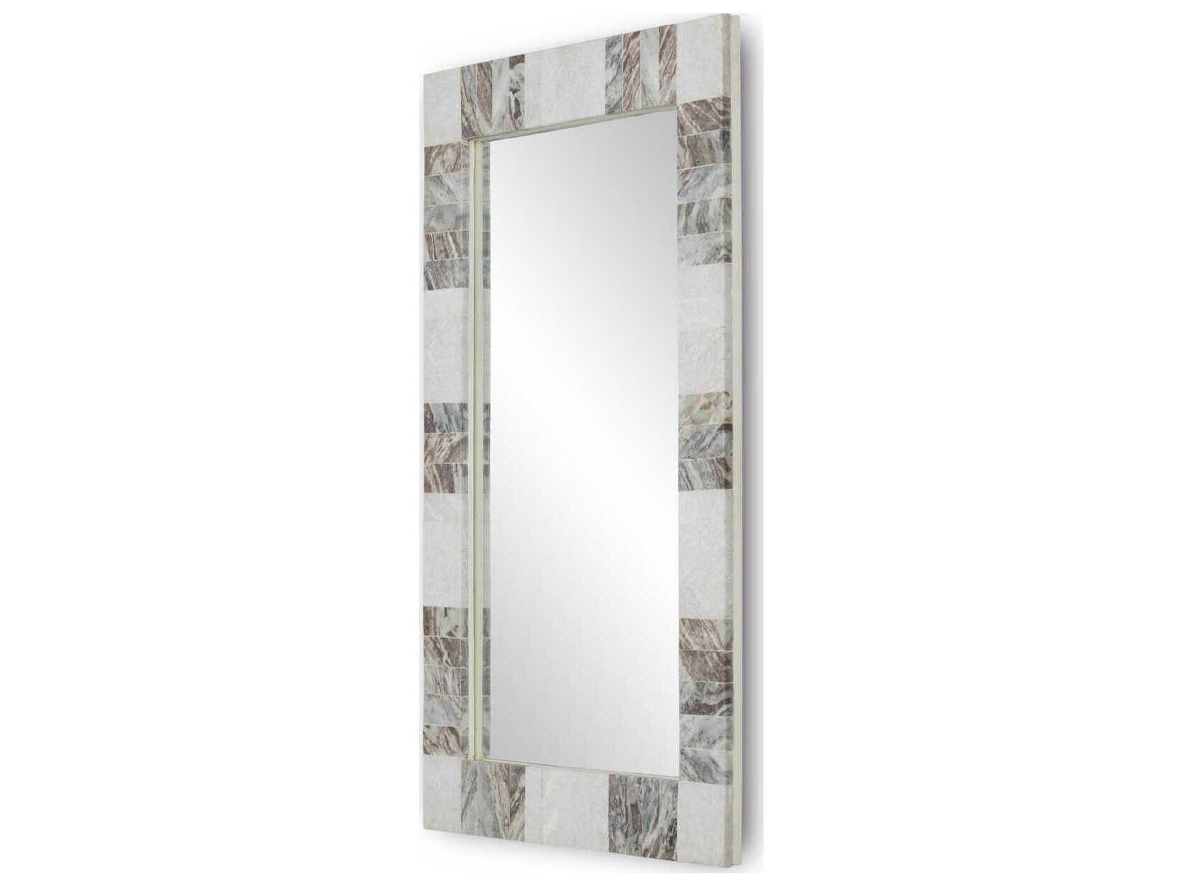 Currey & Company Elena White / Brown Rectangular Wall Mirror