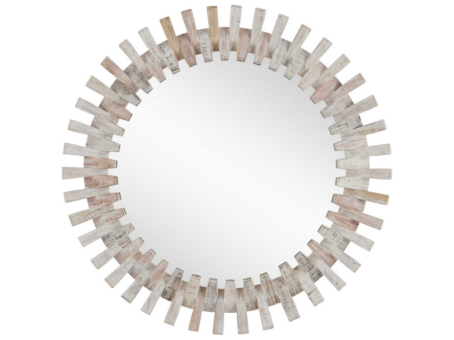 Currey & Company Diza Whitewash Round Wall Mirror