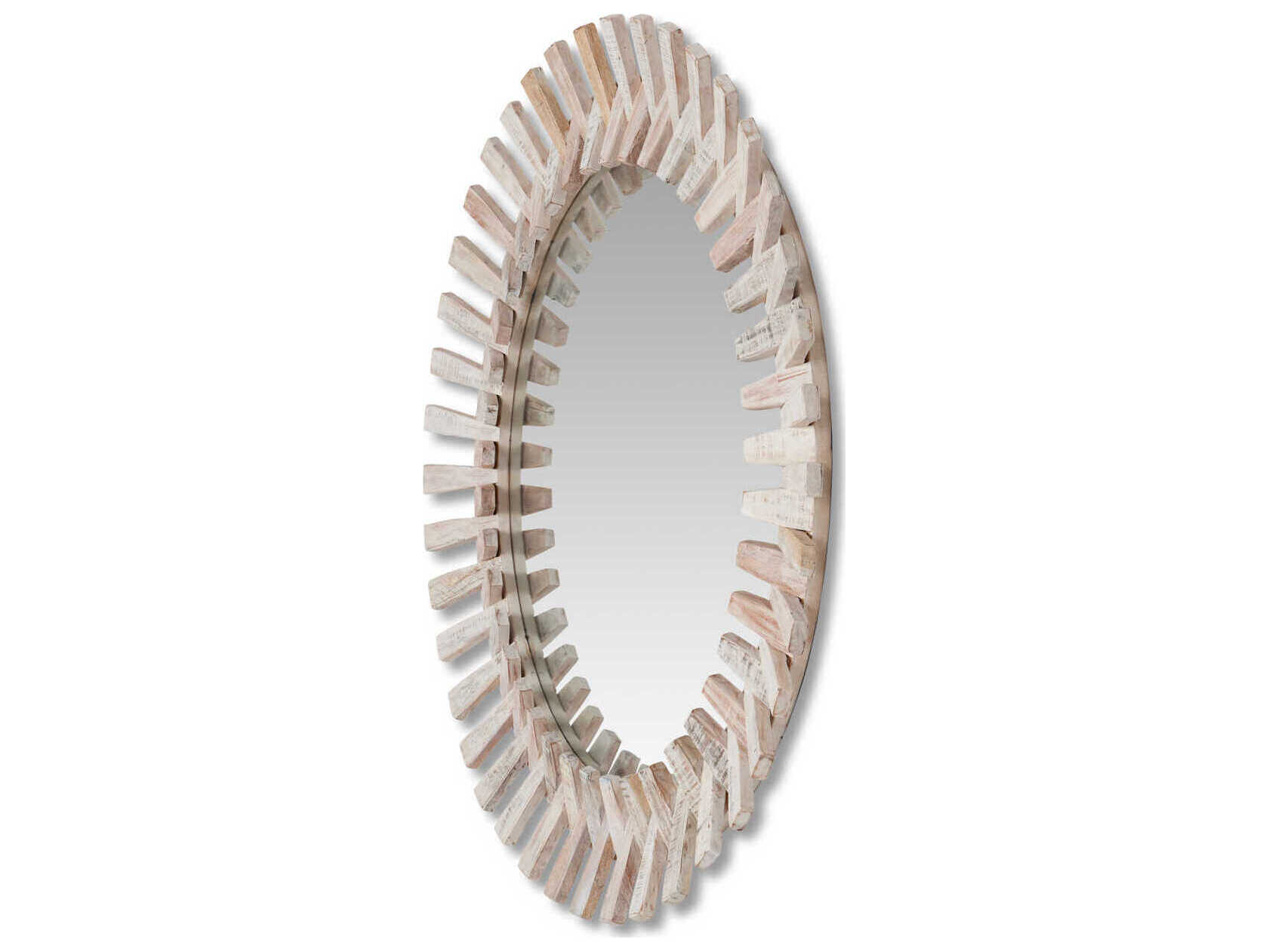 Currey & Company Diza Whitewash Round Wall Mirror