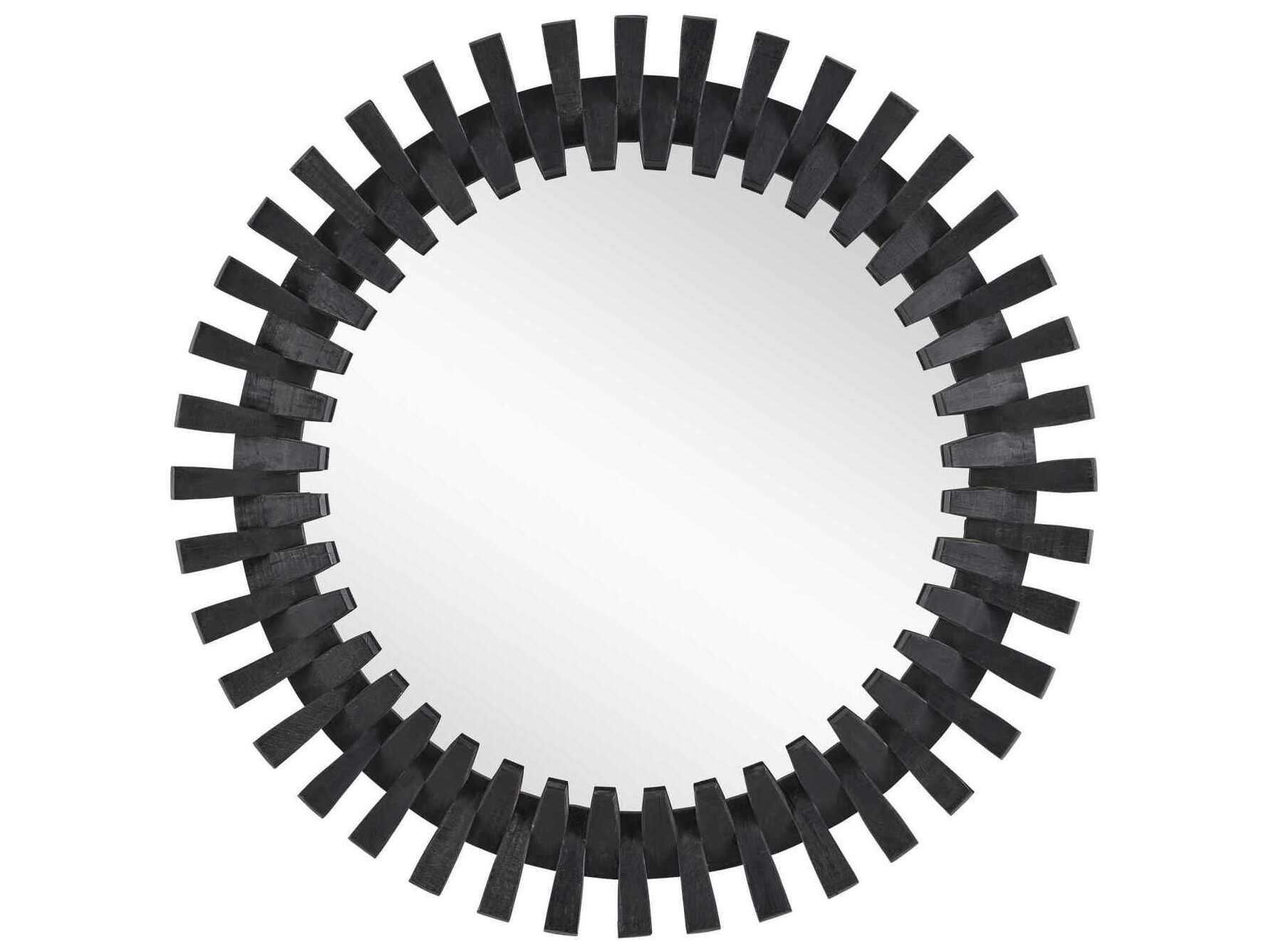 Currey & Company Diza Black Round Wall Mirror