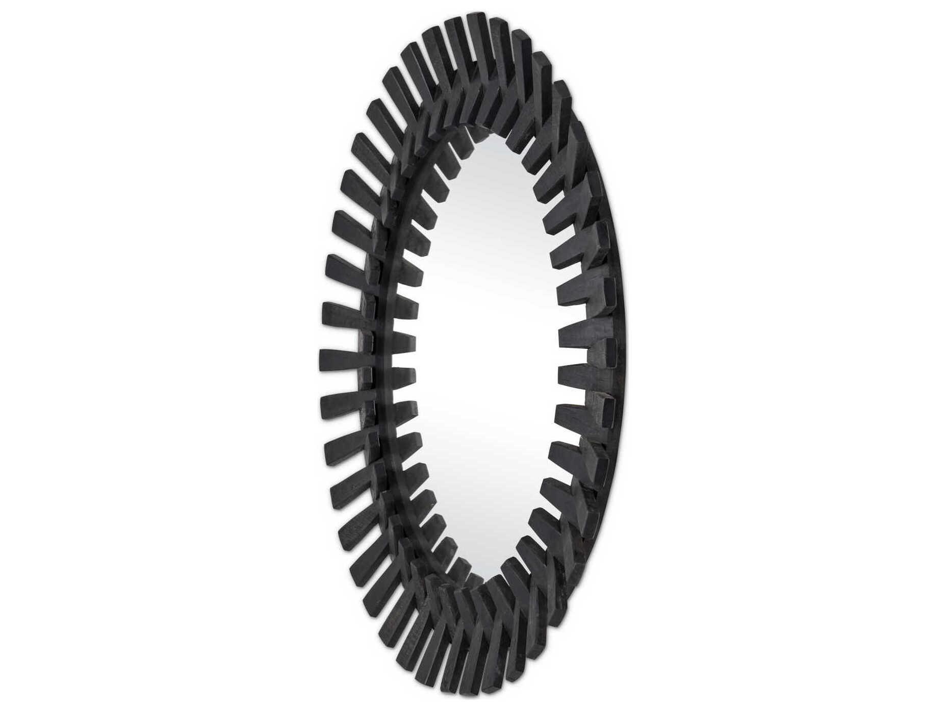 Currey & Company Diza Black Round Wall Mirror
