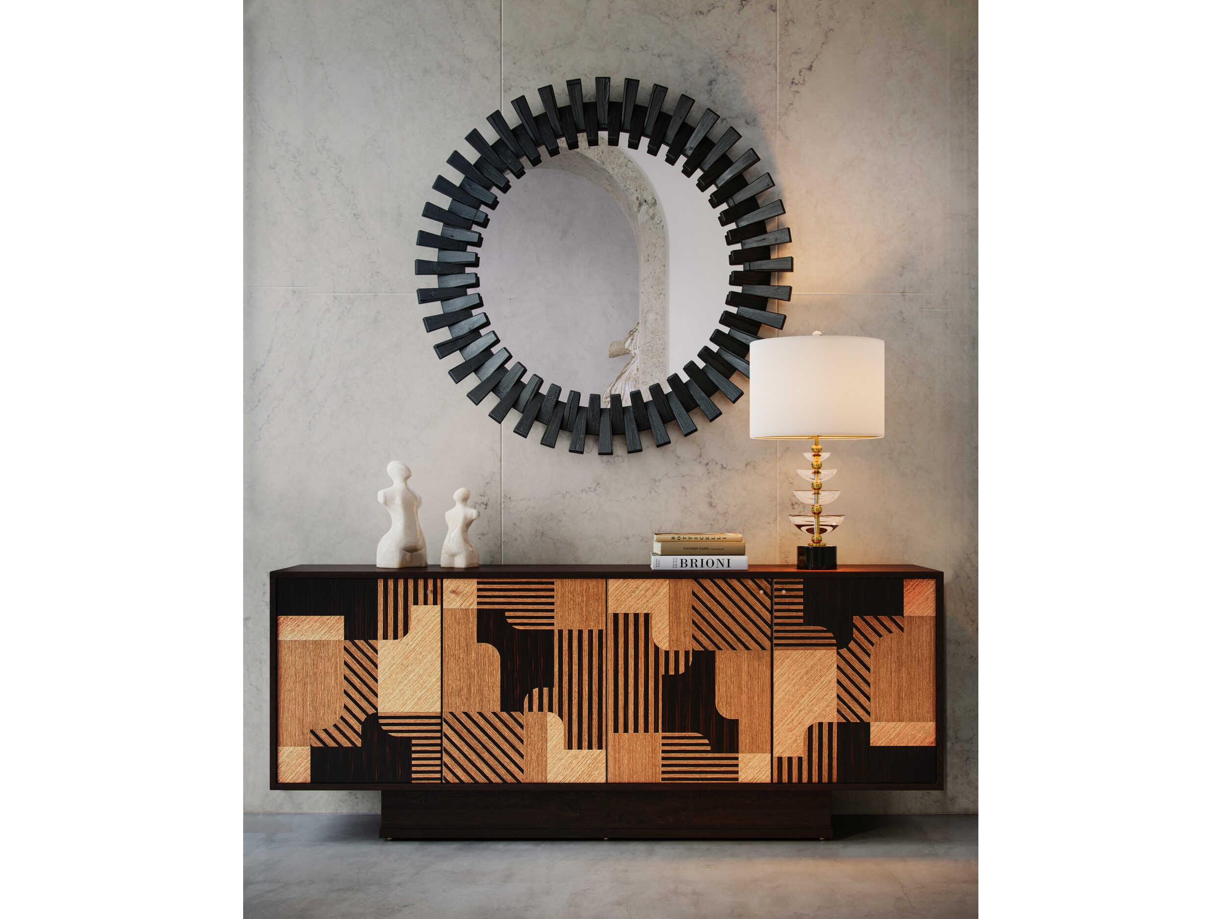 Currey & Company Diza Black Round Wall Mirror