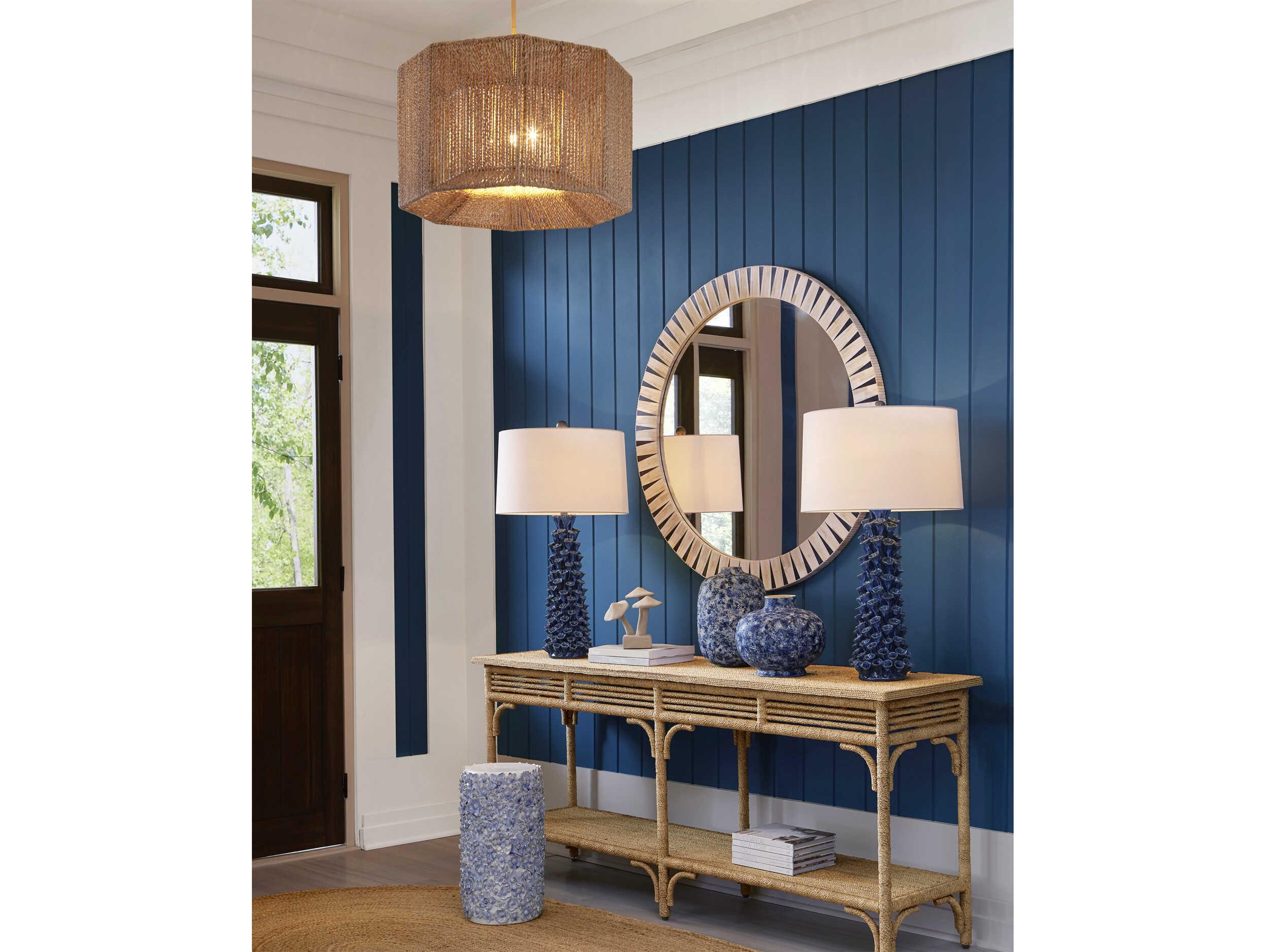 Currey & Company Arvi Natural / Black Round Wall Mirror