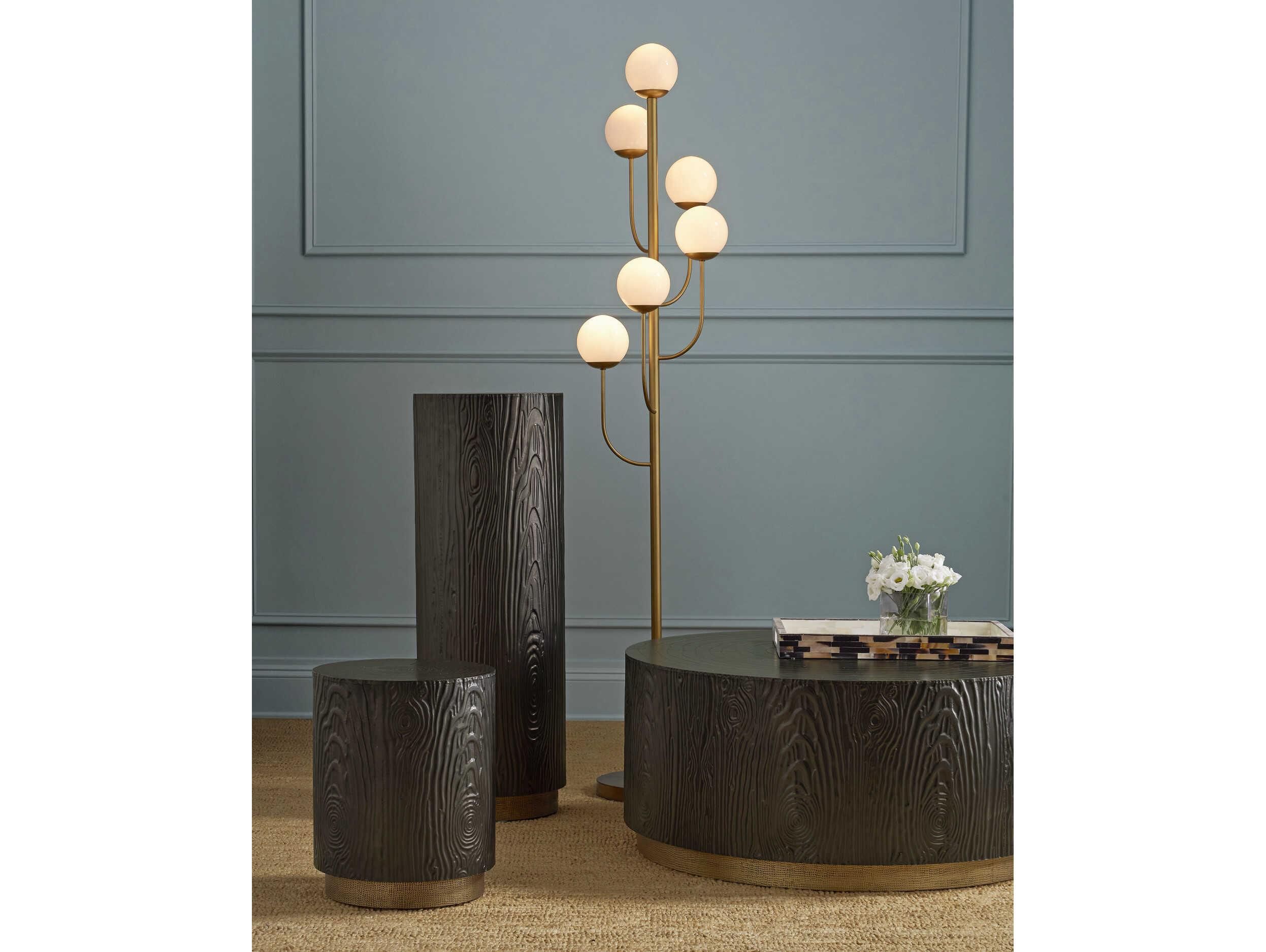 Currey & Company Terra Round Wood Bronze Brass End Table