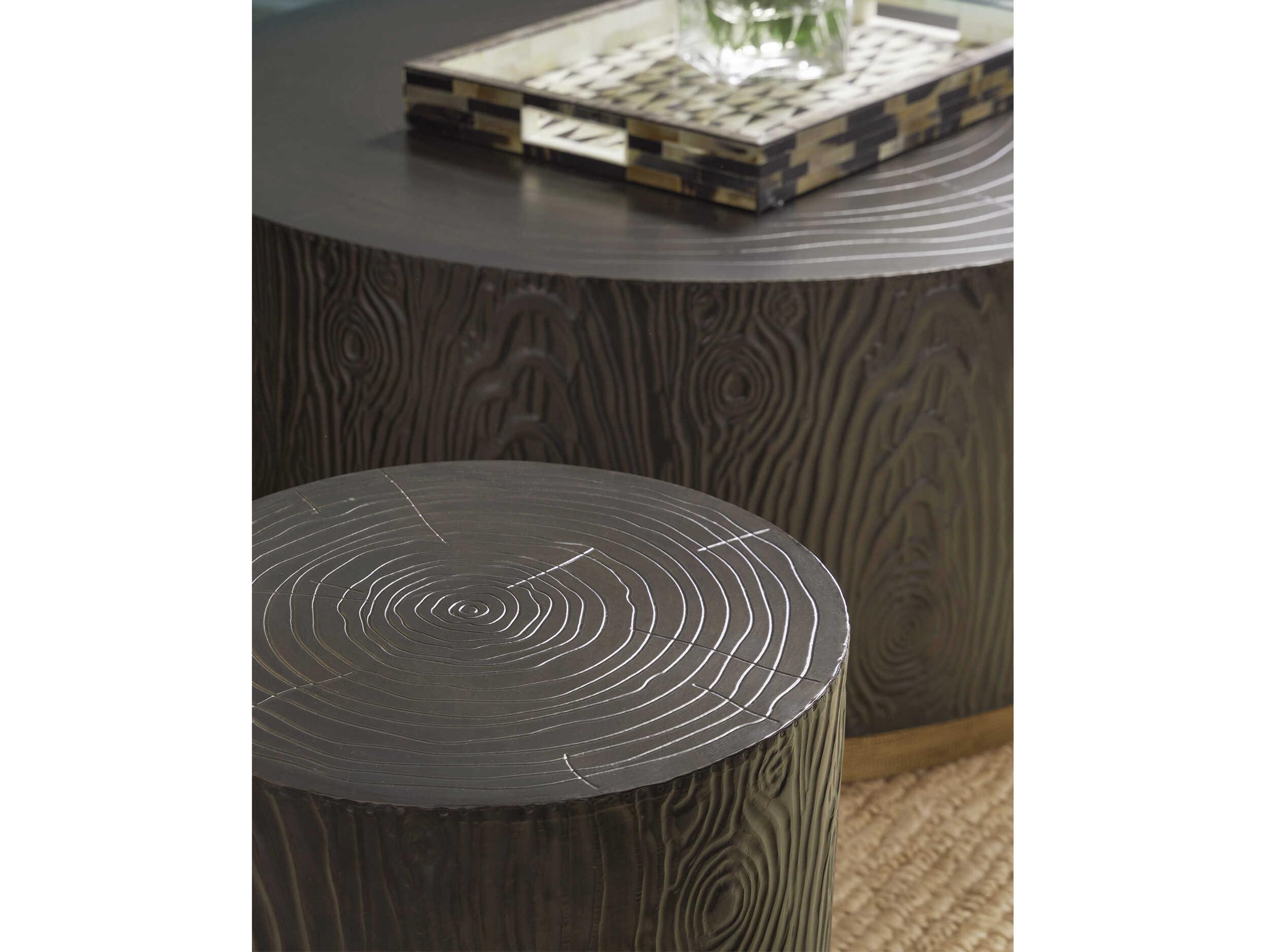 Currey & Company Terra Round Wood Bronze Brass End Table