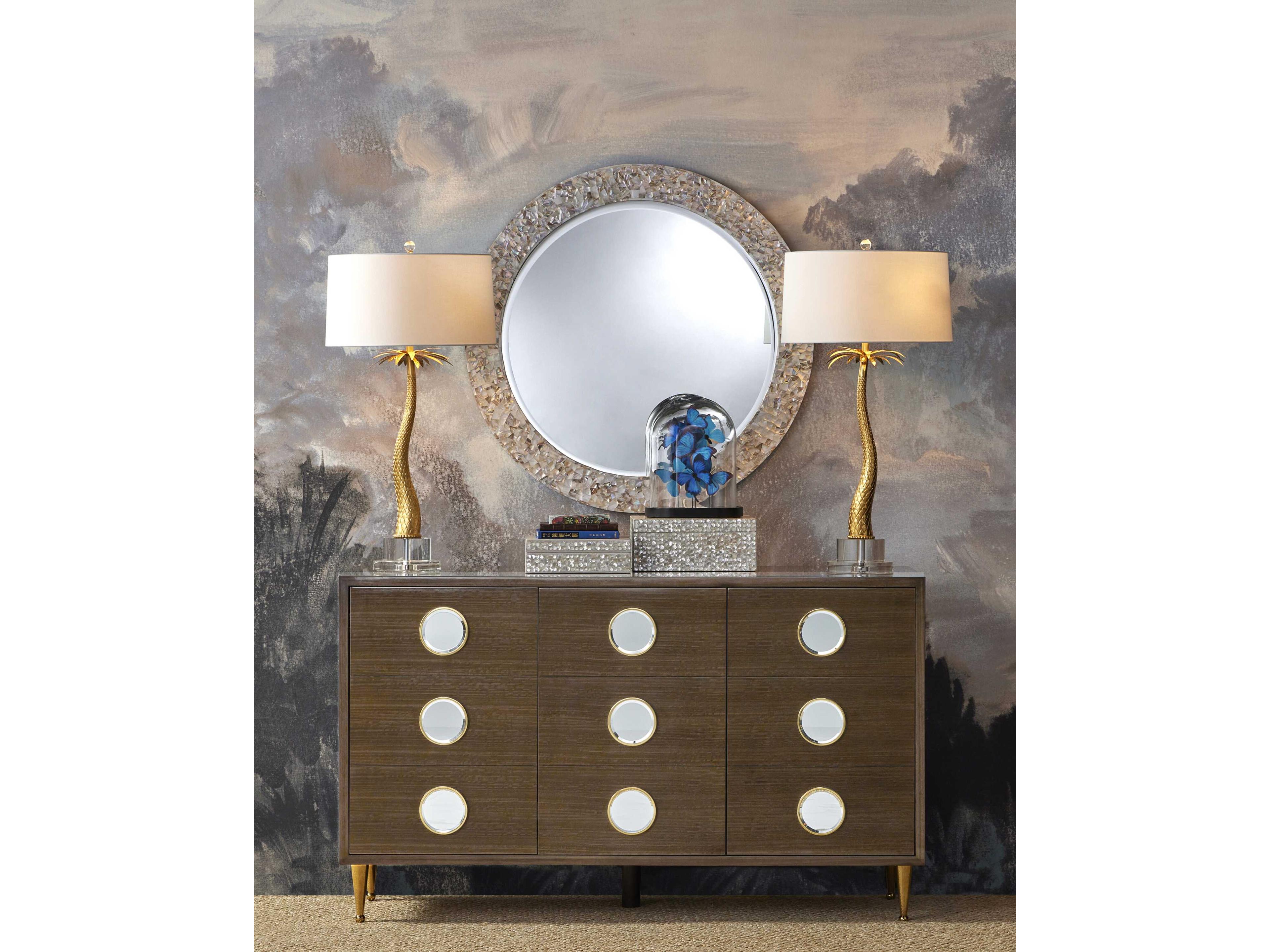 Currey & Company Uma Mother of Pearl Round Wall Mirror