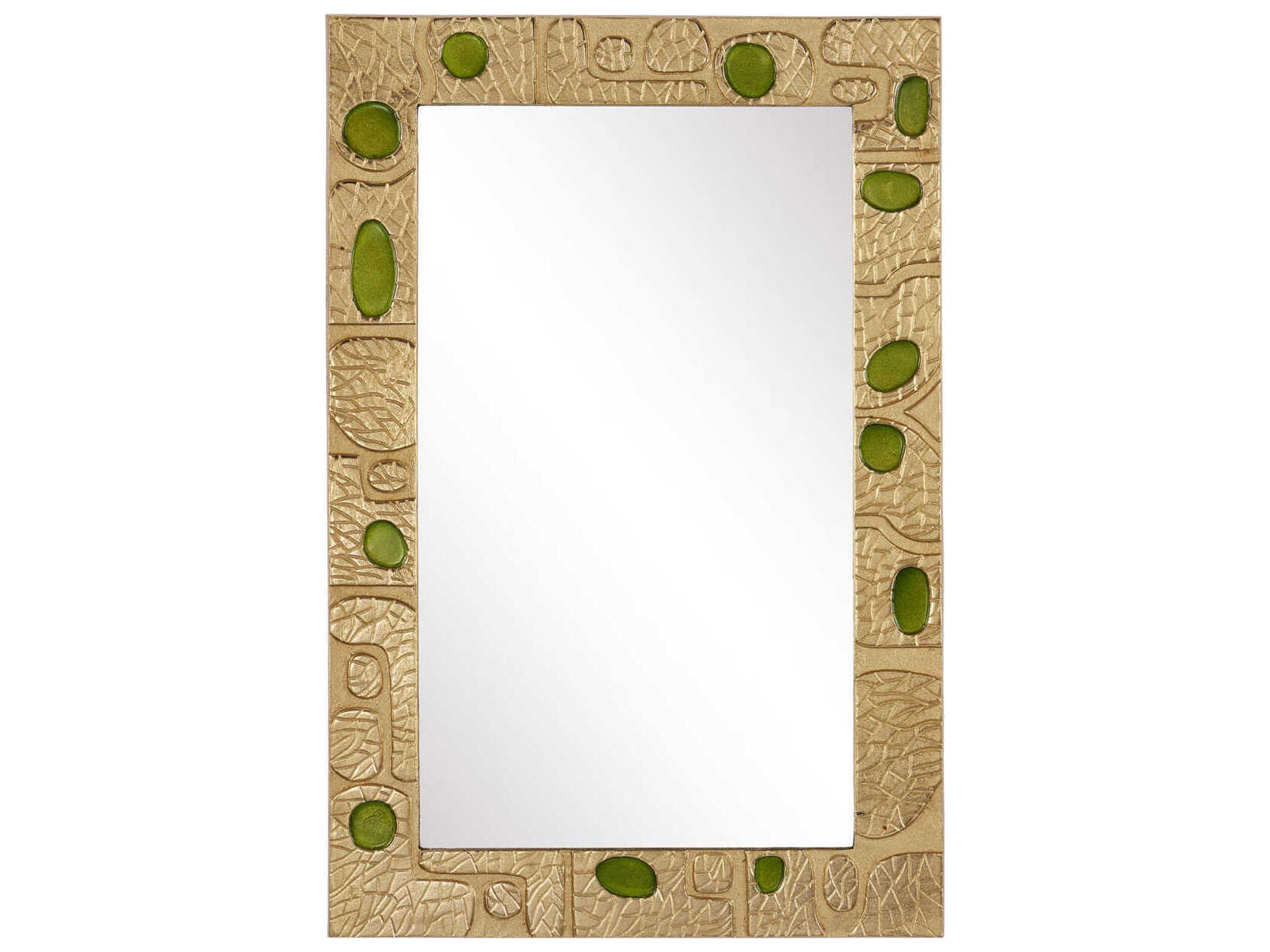 Currey & Company Beau Monde Gold Green Rectangular Wall Mirror