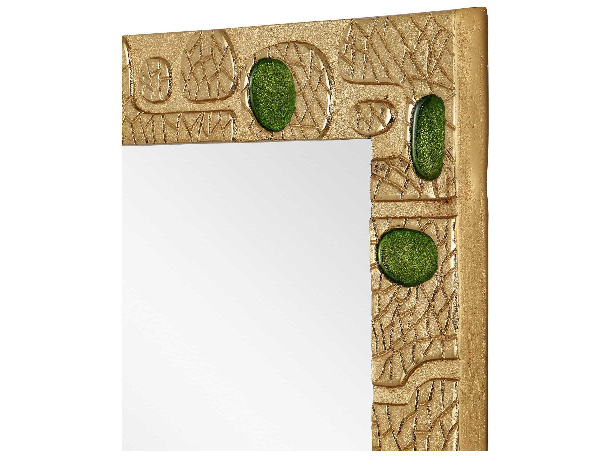 Currey & Company Beau Monde Gold Green Rectangular Wall Mirror
