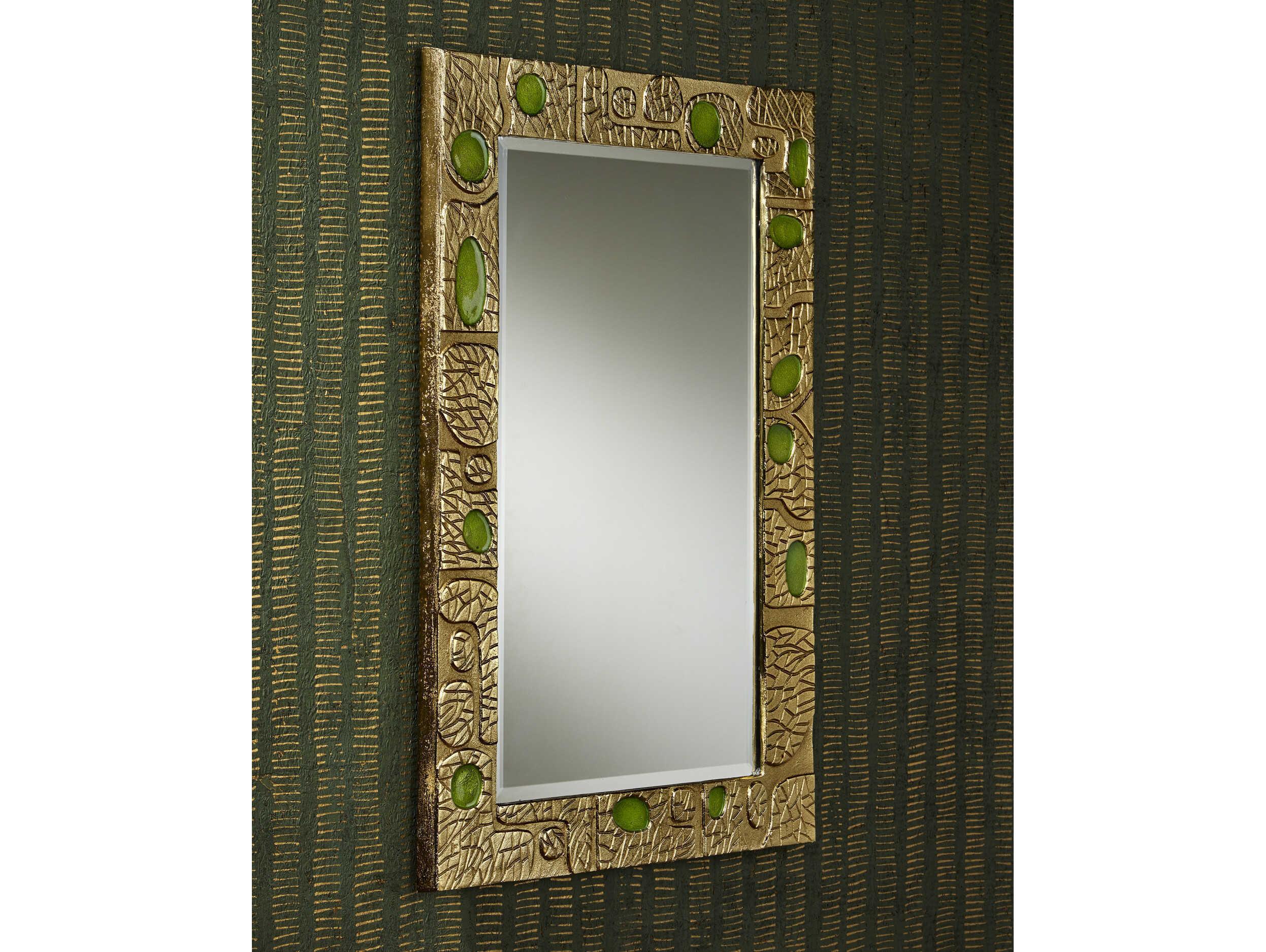 Currey & Company Beau Monde Gold Green Rectangular Wall Mirror