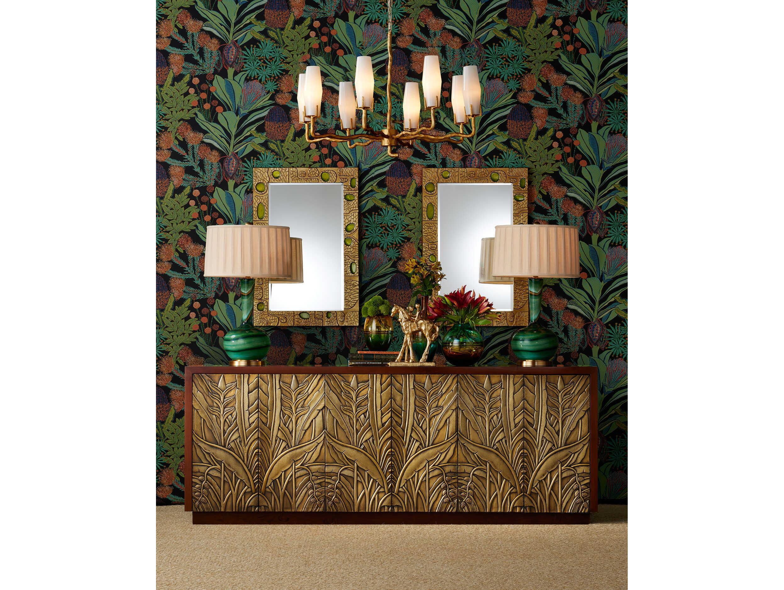 Currey & Company Beau Monde Gold Green Rectangular Wall Mirror