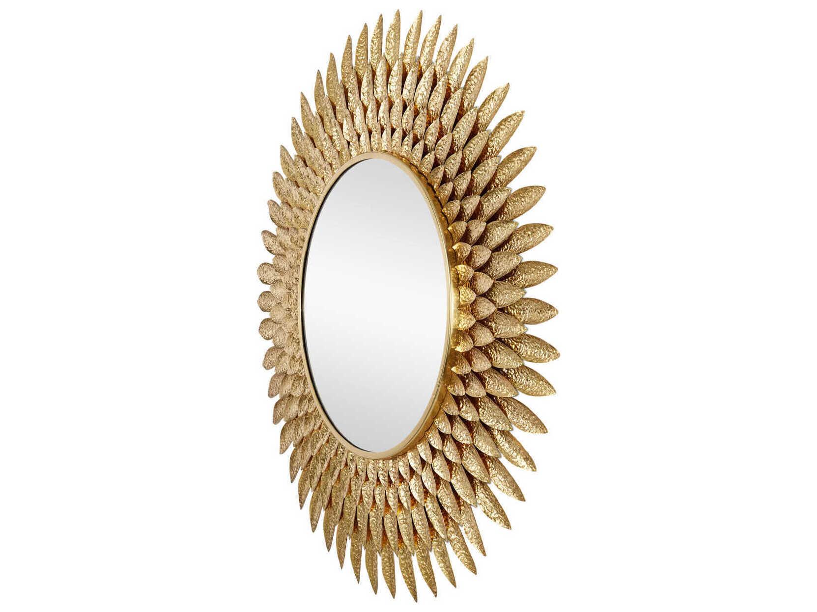 Currey & Company Plume Brass Sunburst Wall Mirror
