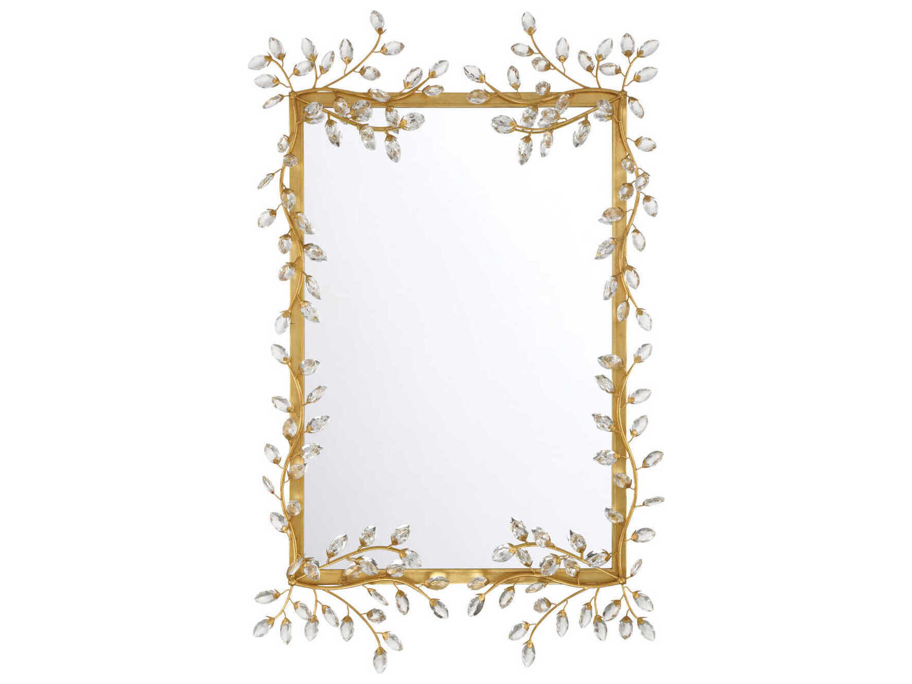 Currey & Company Forget-Me-Not Gold Rectangular Wall Mirror