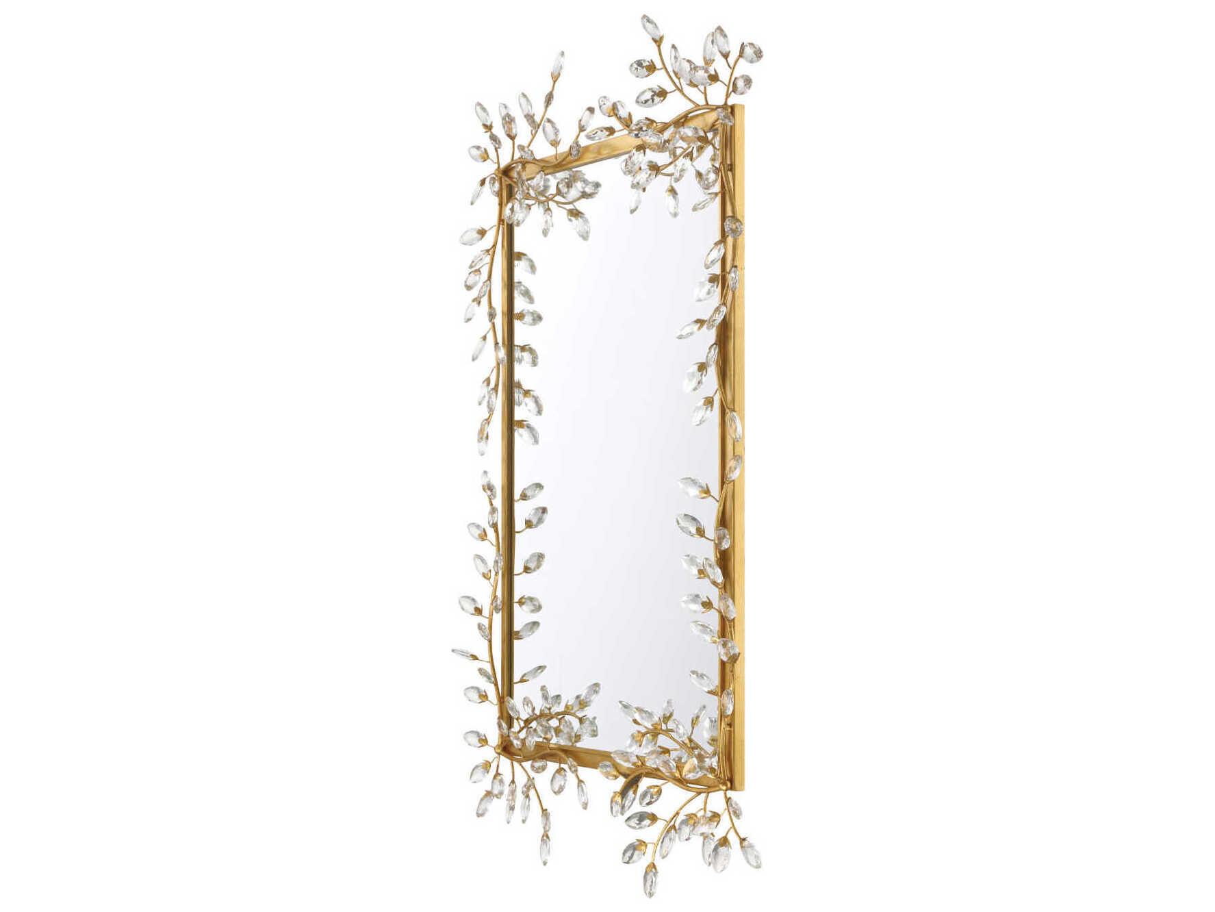 Currey & Company Forget-Me-Not Gold Rectangular Wall Mirror
