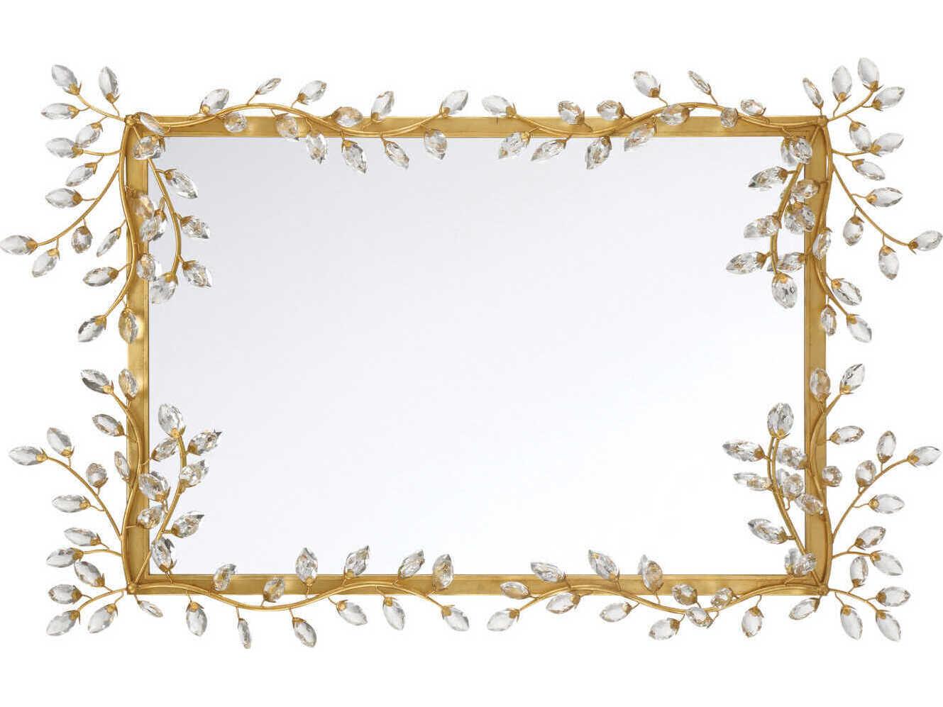 Currey & Company Forget-Me-Not Gold Rectangular Wall Mirror