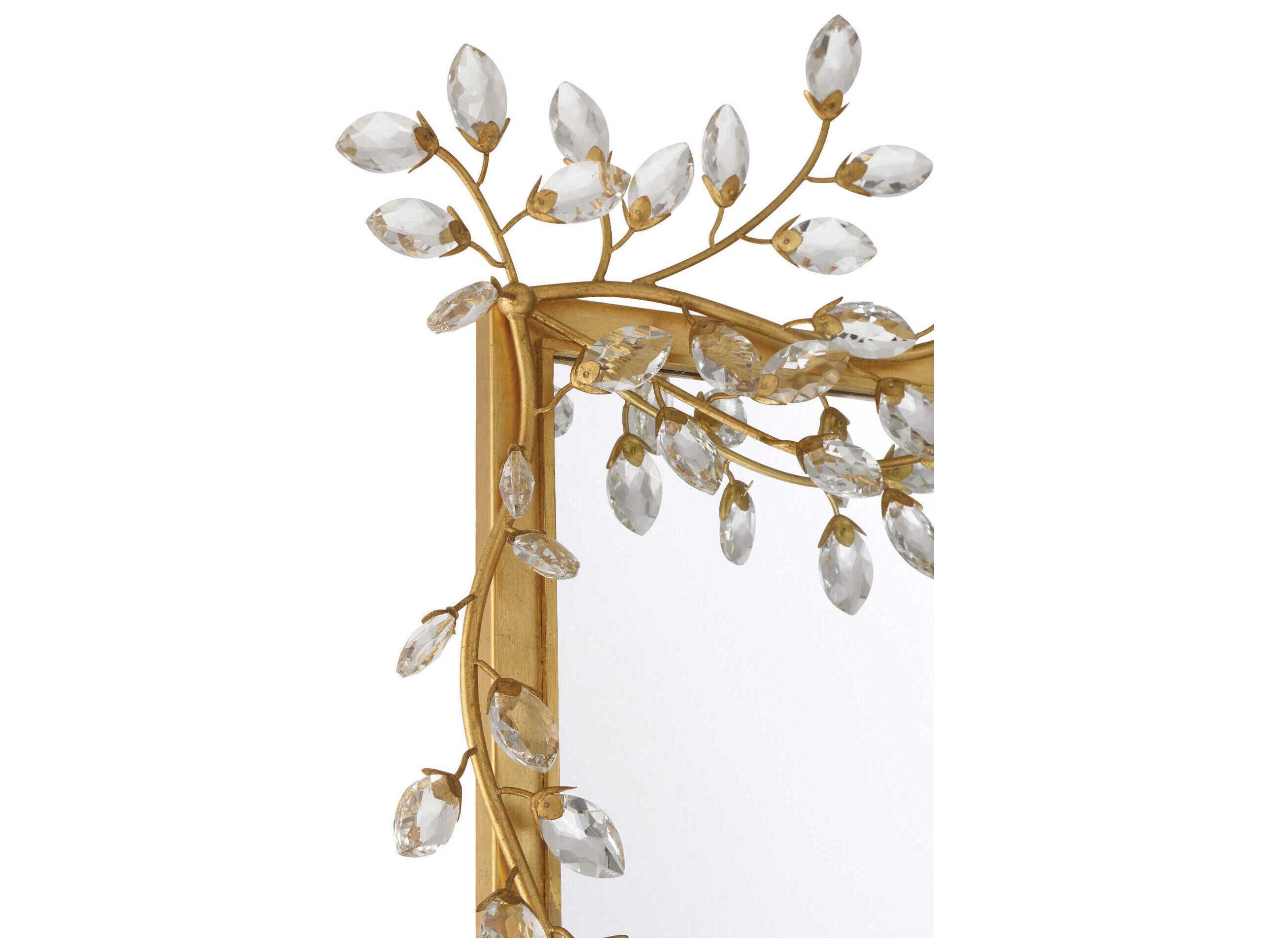 Currey & Company Forget-Me-Not Gold Rectangular Wall Mirror