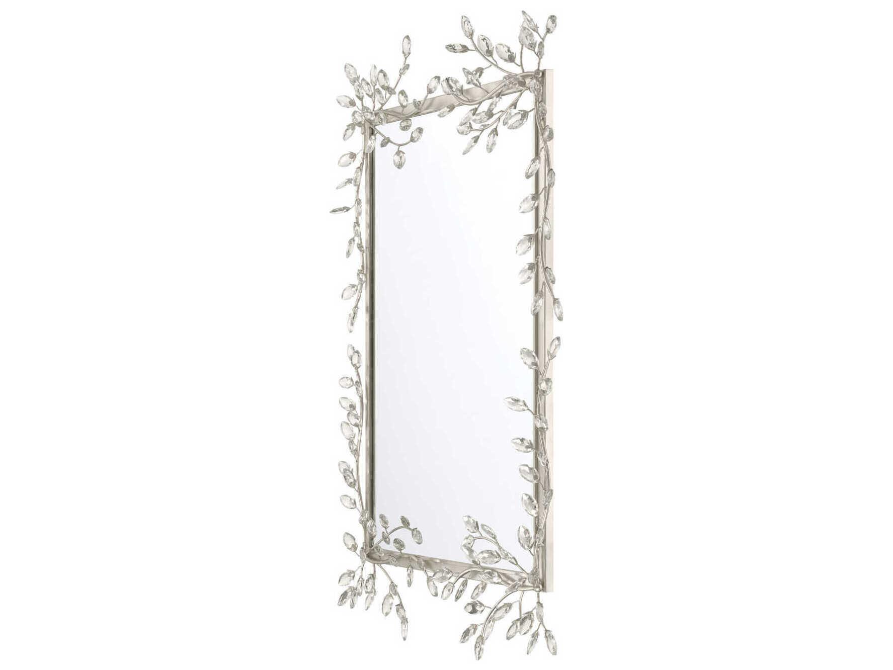 Currey & Company Forget-Me-Not Silver Rectangular Wall Mirror