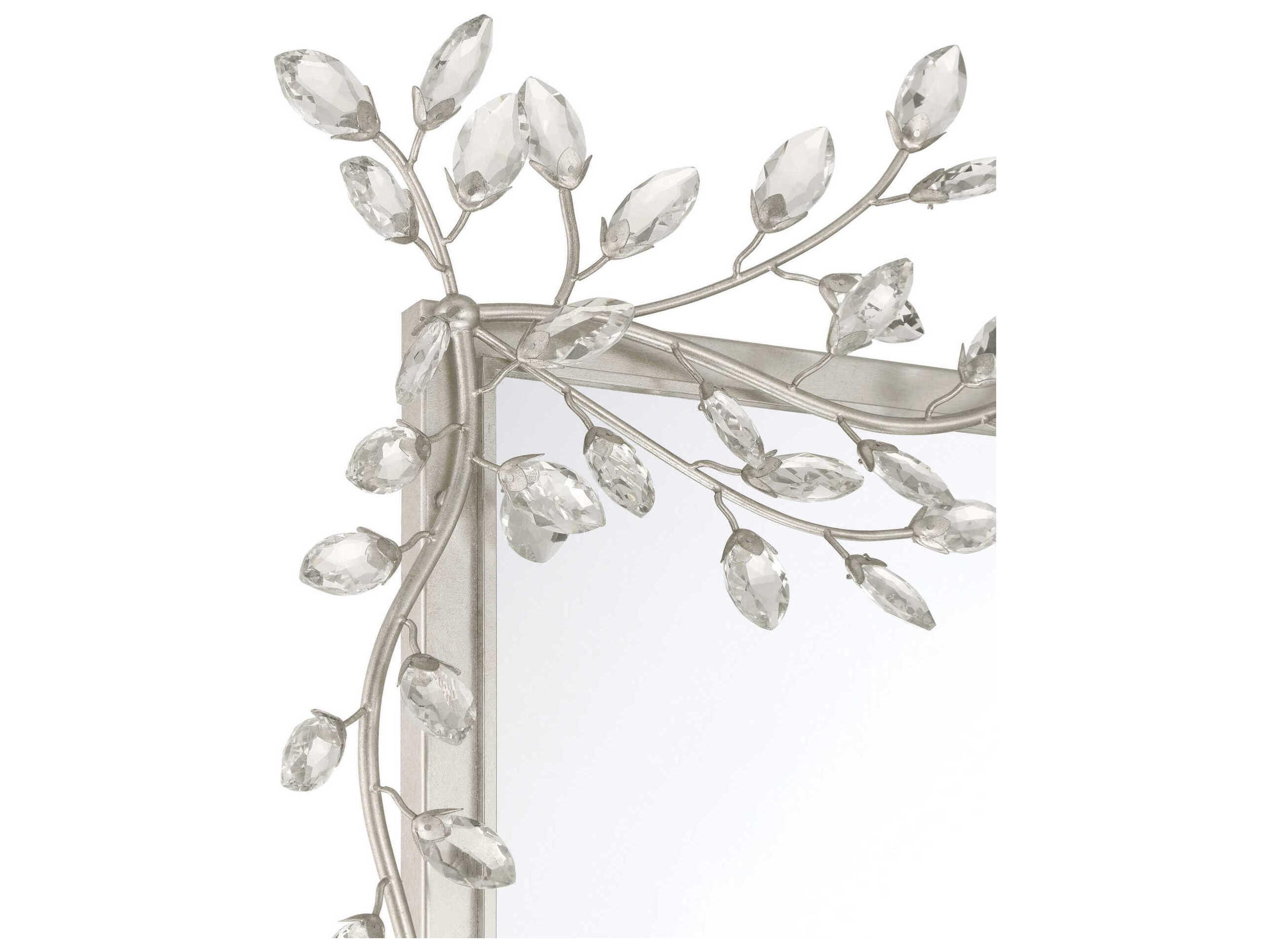 Currey & Company Forget-Me-Not Silver Rectangular Wall Mirror