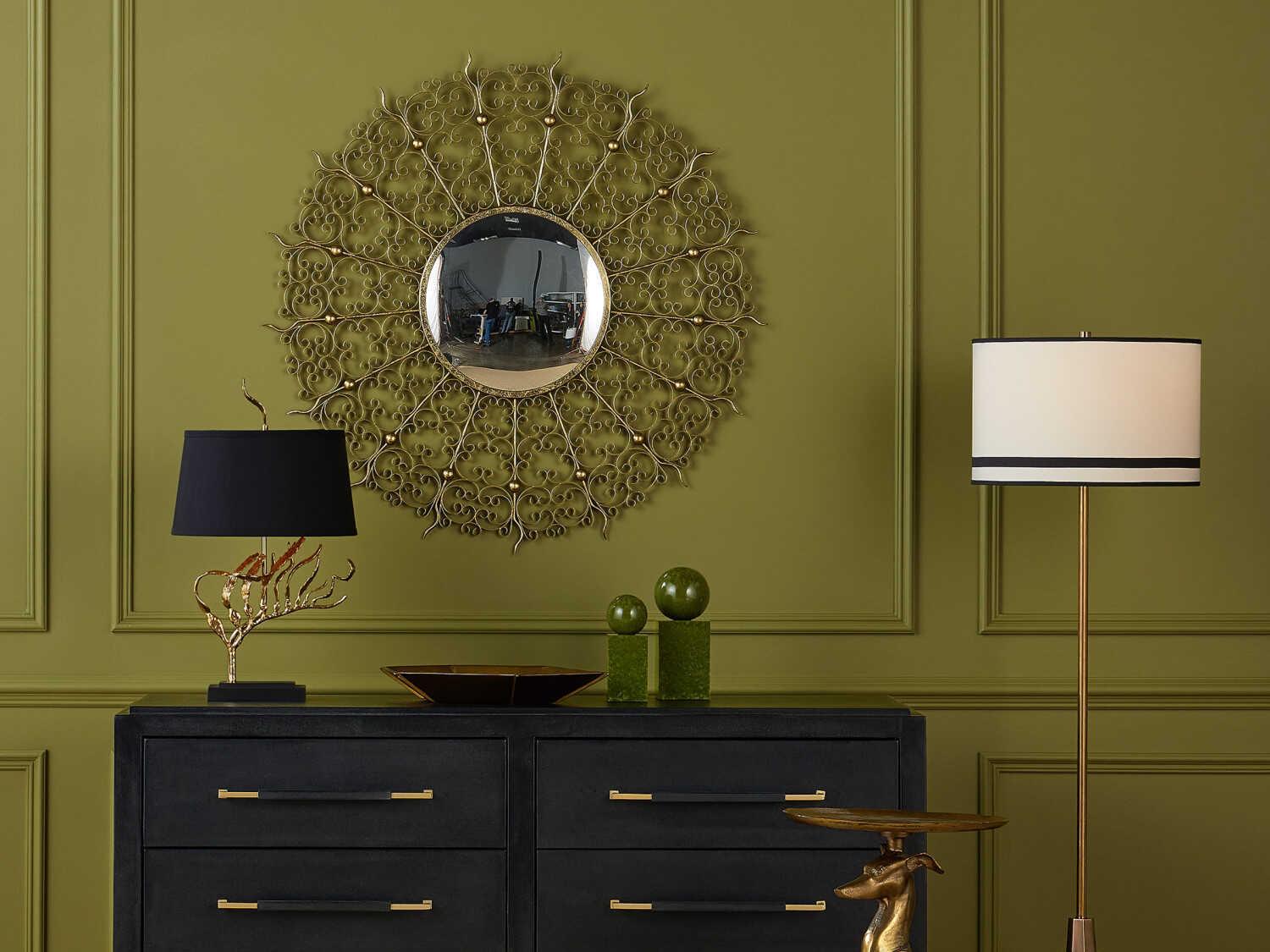 Currey & Company Levain Gold Leaf Round Wall Mirror