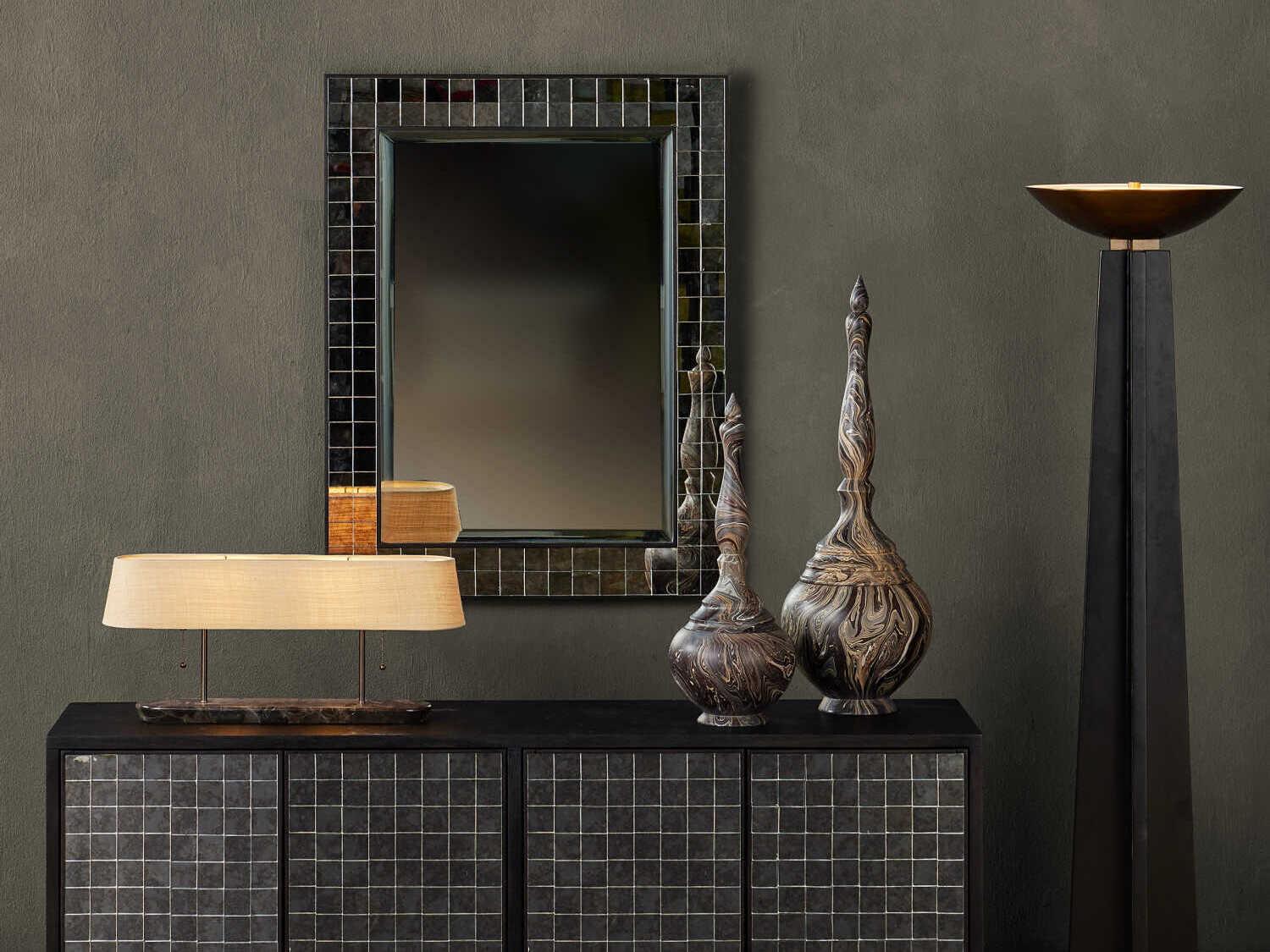 Currey & Company Mosaico Ebony Rectangular Wall Mirror