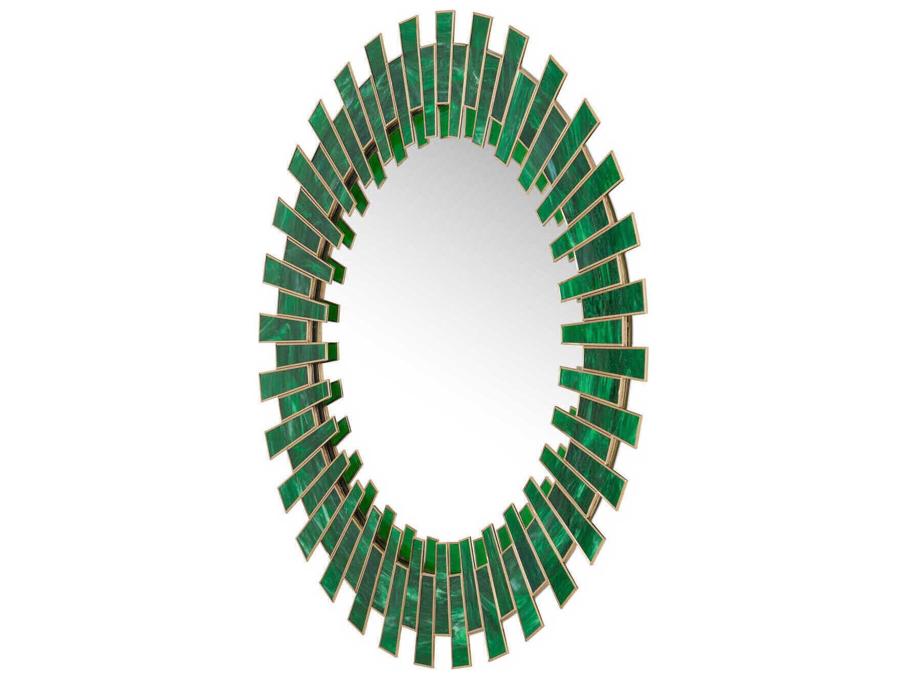 Currey & Company Glasdele Green Antique Brass Round Wall Mirror