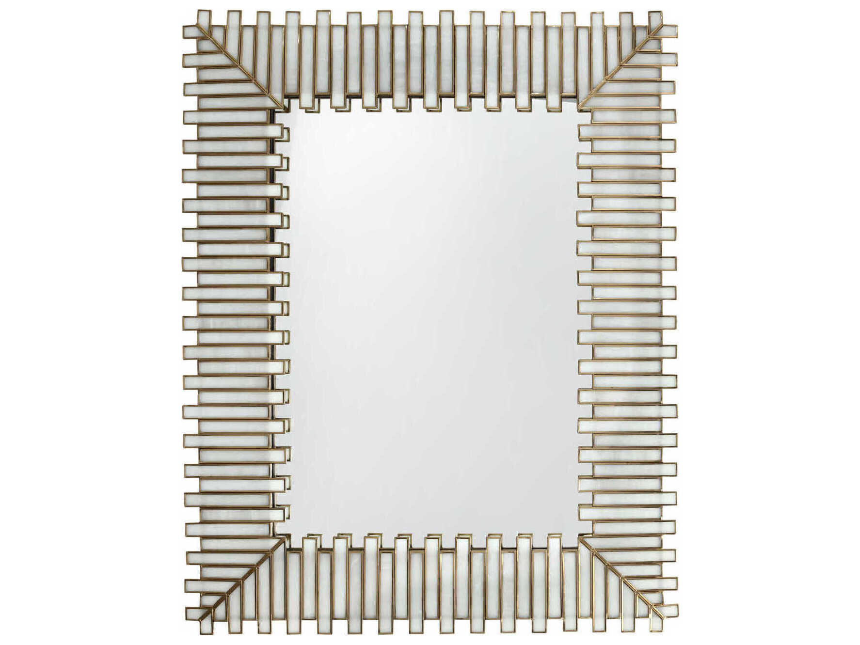 Currey & Company Daze White Antique Brass Rectangular Wall Mirror