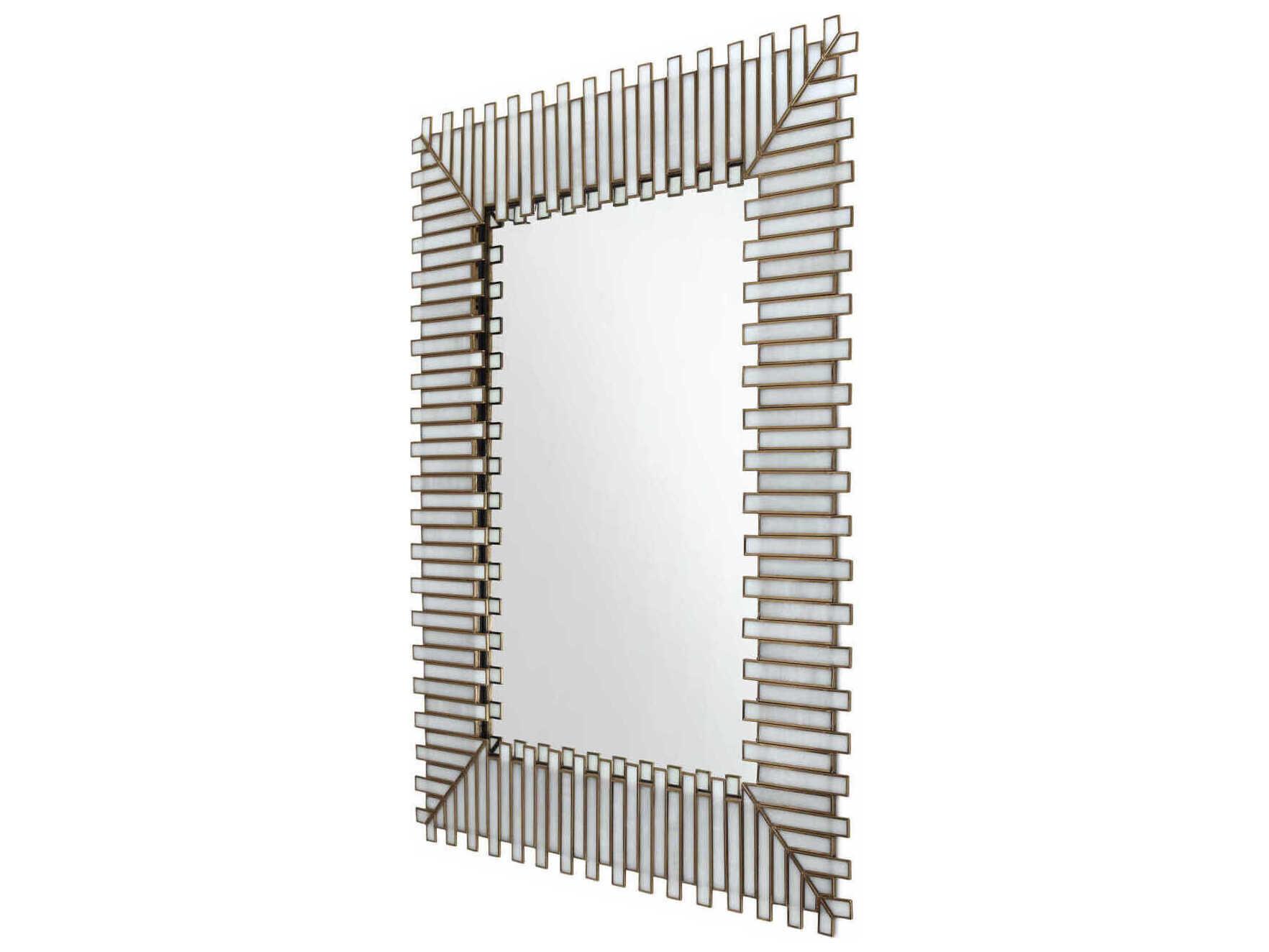 Currey & Company Daze White Antique Brass Rectangular Wall Mirror