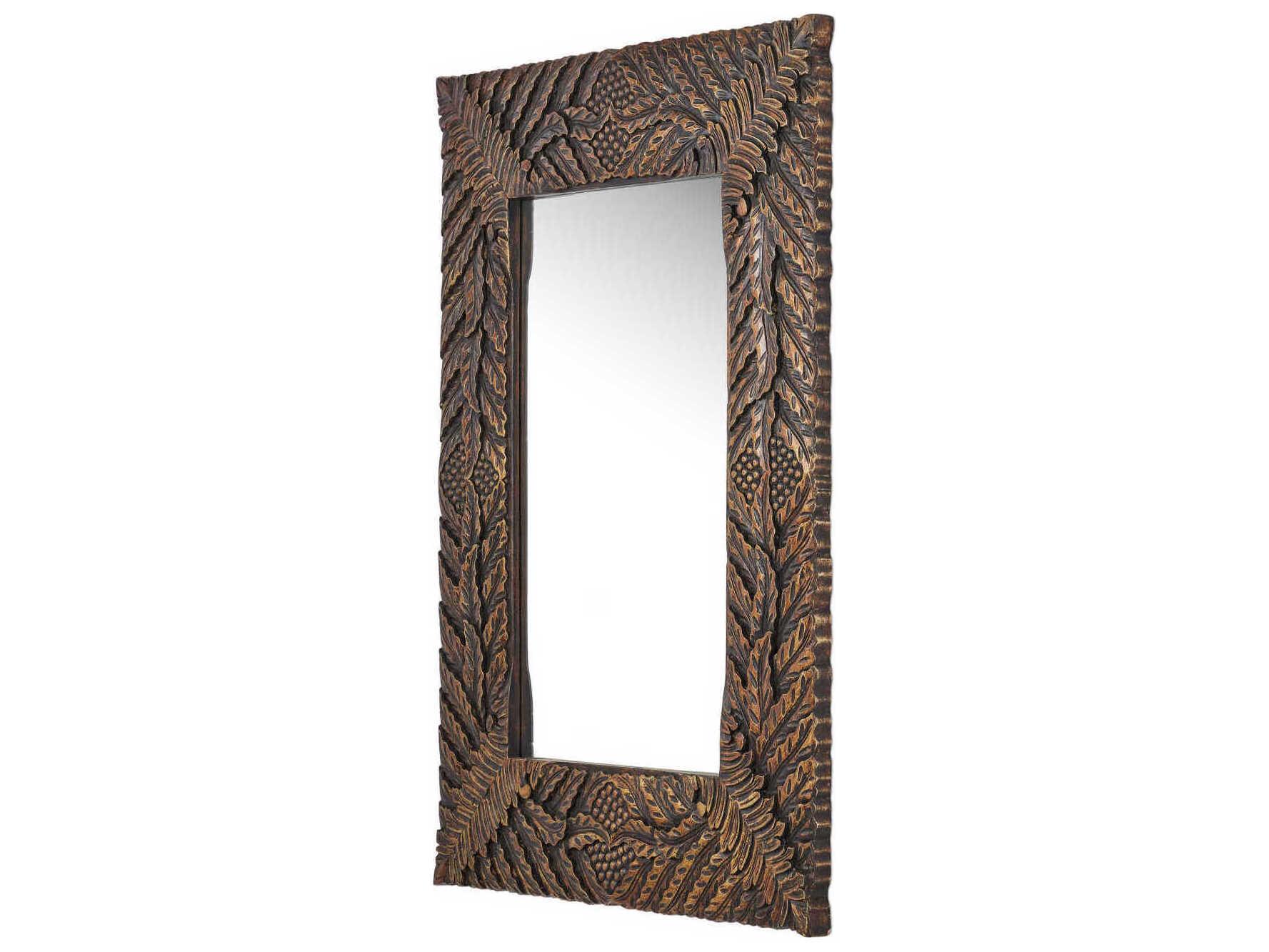 Currey & Company Schwarzwald Weathered Brown Rectangular Wall Mirror