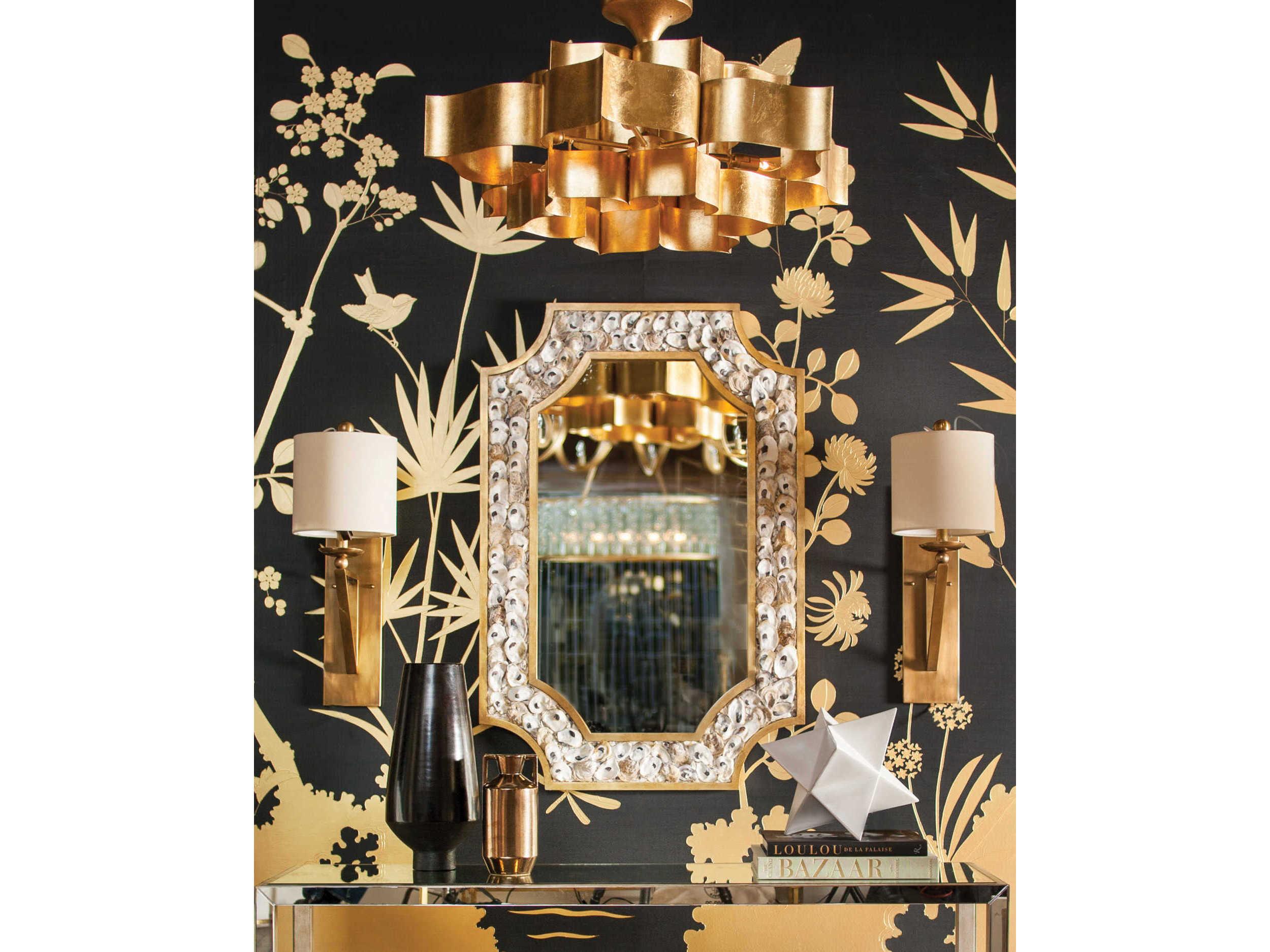 Currey & Company Margate Contemporary Gold Leaf Rectangular Wall Mirror
