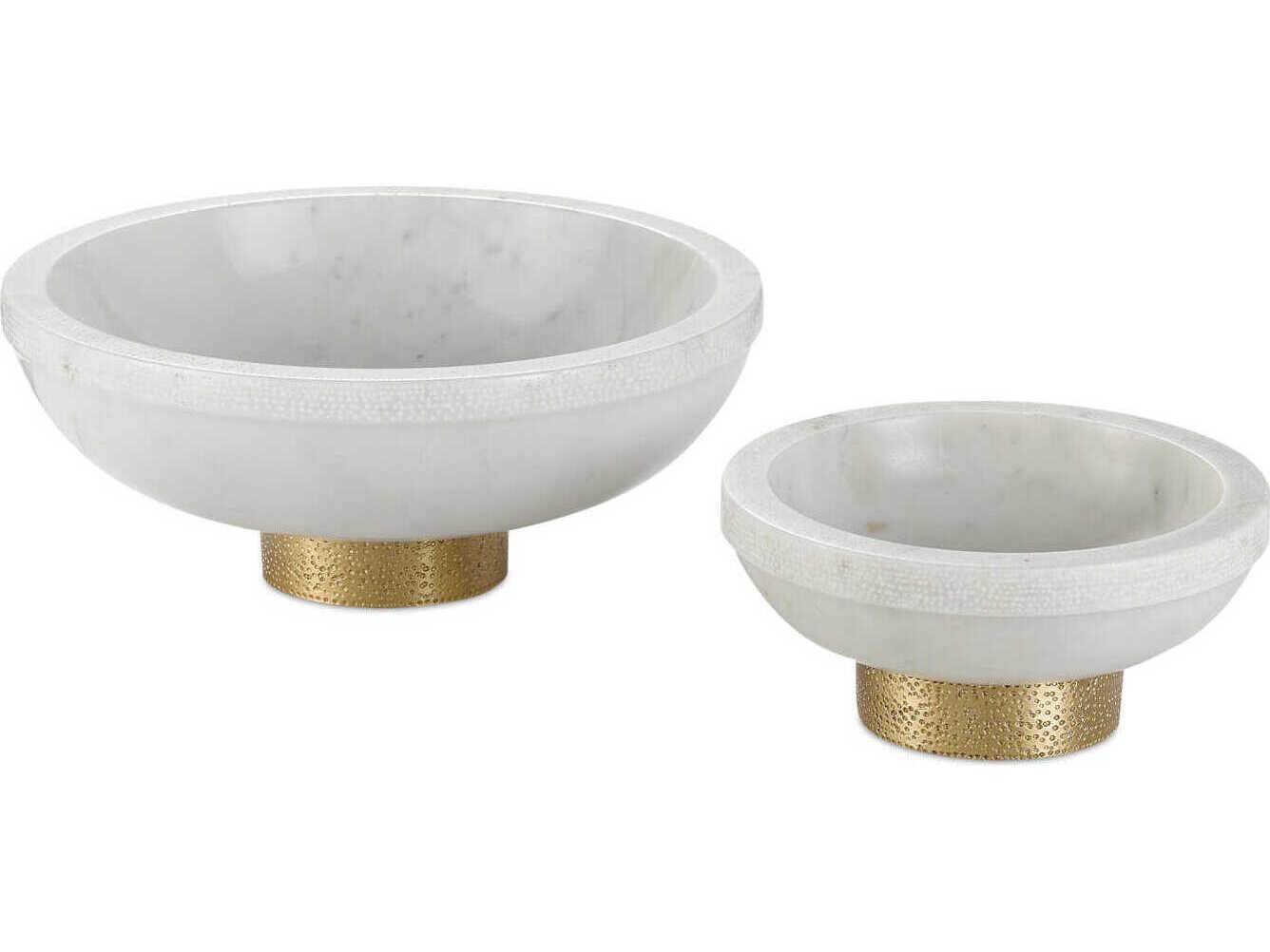 Currey & Company Valor White / Brass Large Decorative Bowl