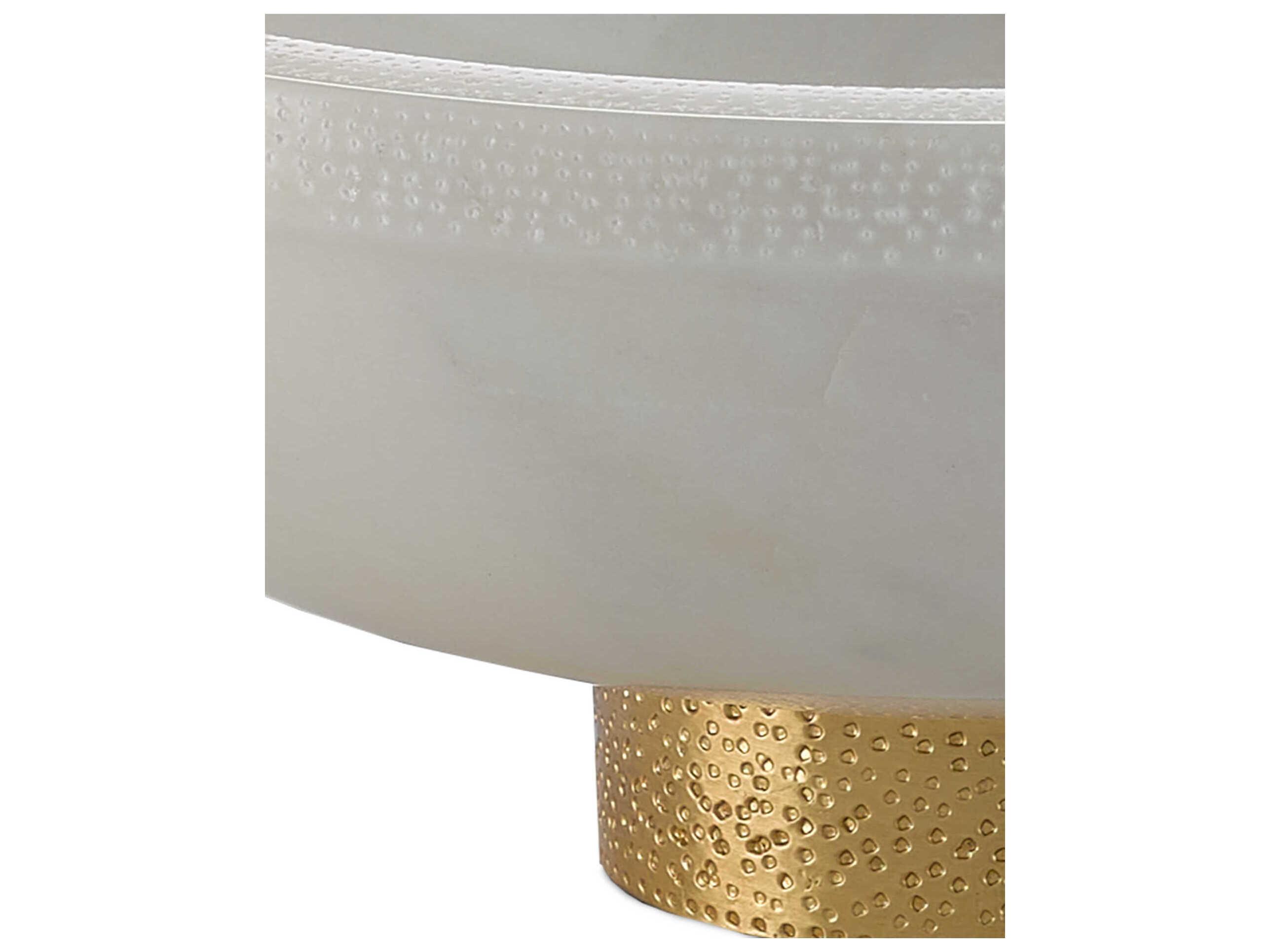 Currey & Company Valor White / Brass Large Decorative Bowl