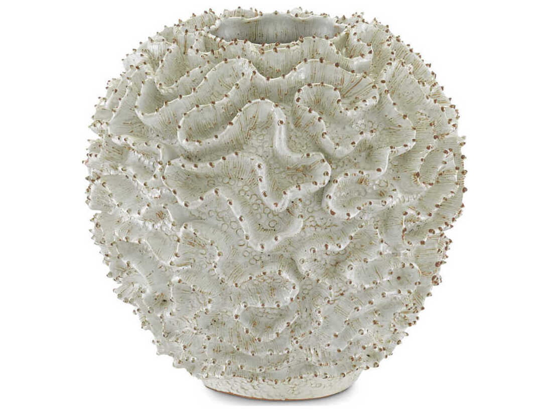 Currey & Company White / Gold 10" High Swirl Vase