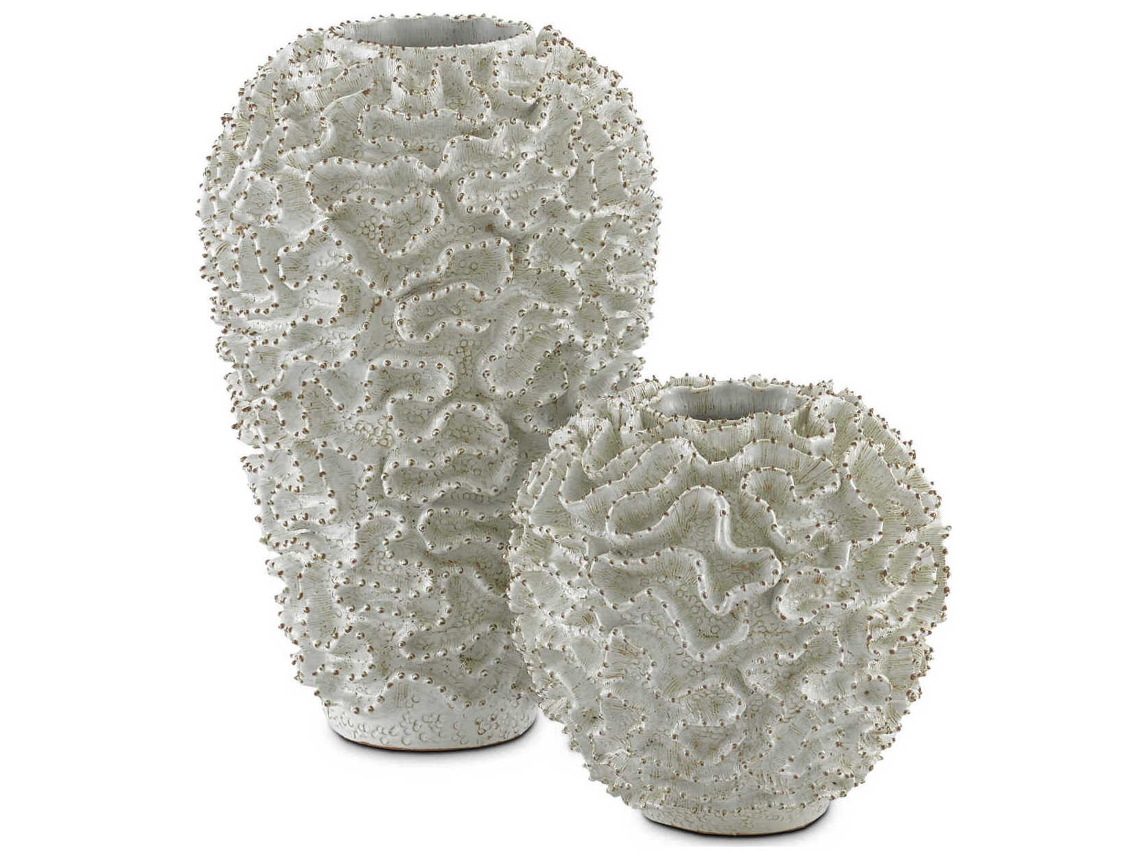 Currey & Company White / Gold 10" High Swirl Vase