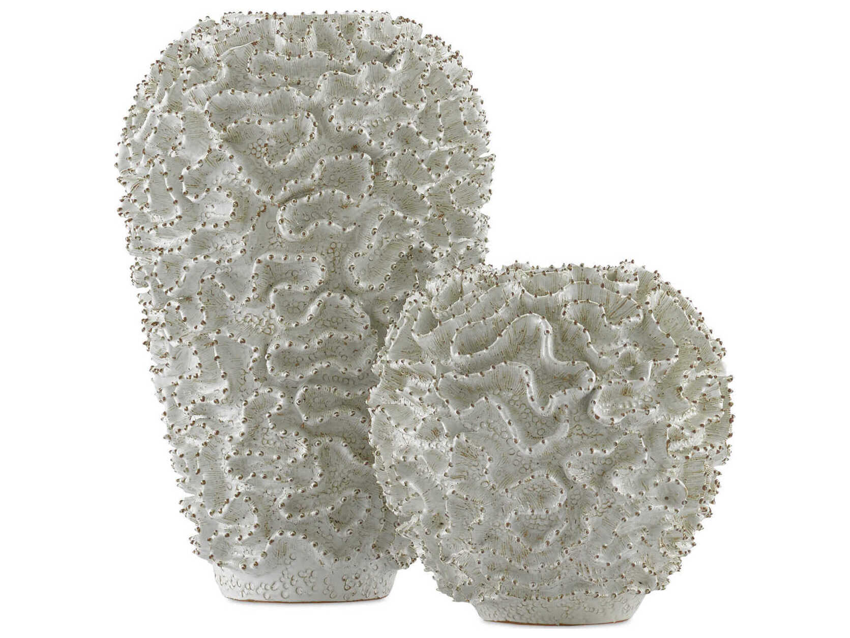 Currey & Company White / Gold 10" High Swirl Vase