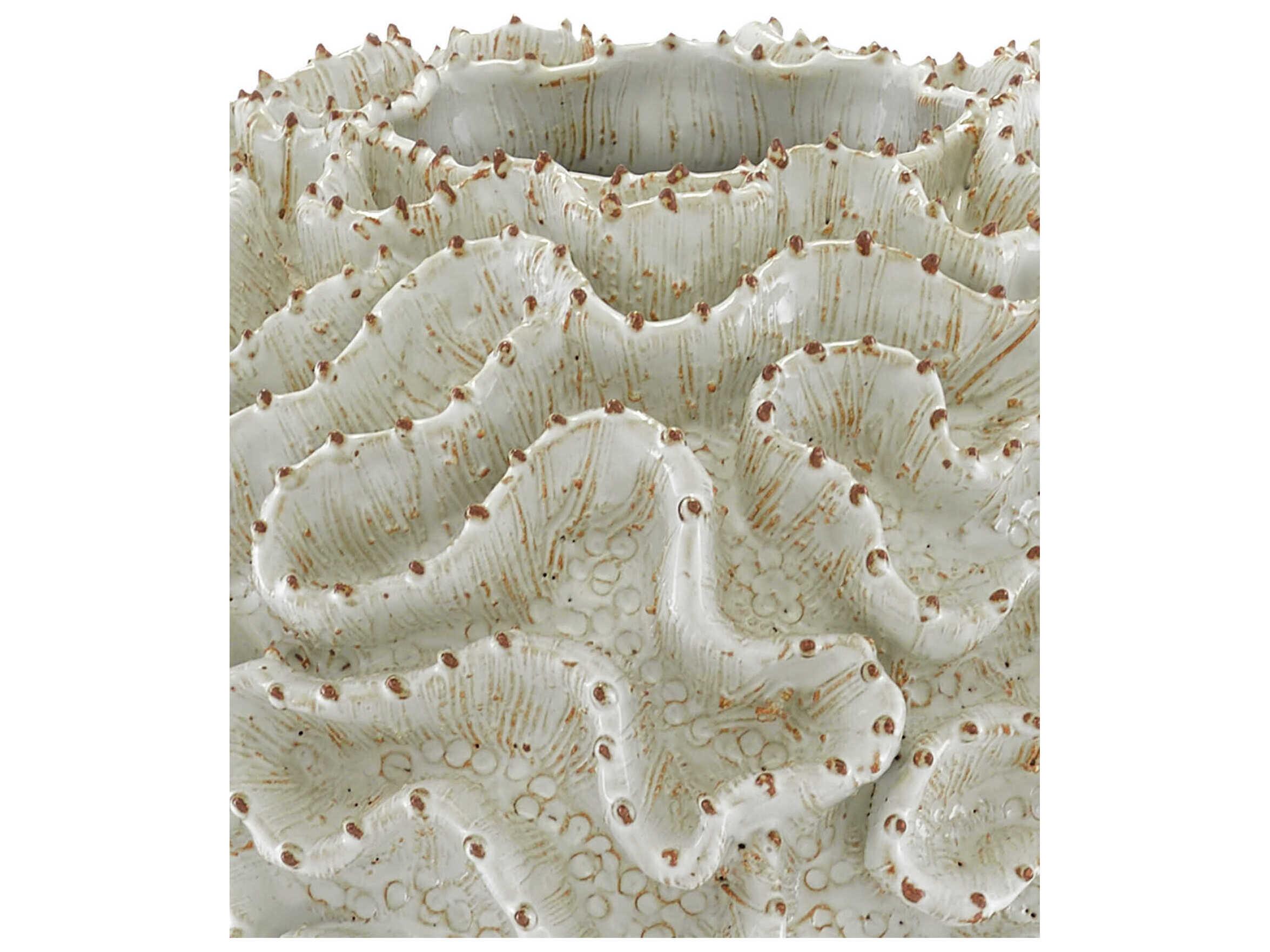 Currey & Company White / Gold 10" High Swirl Vase