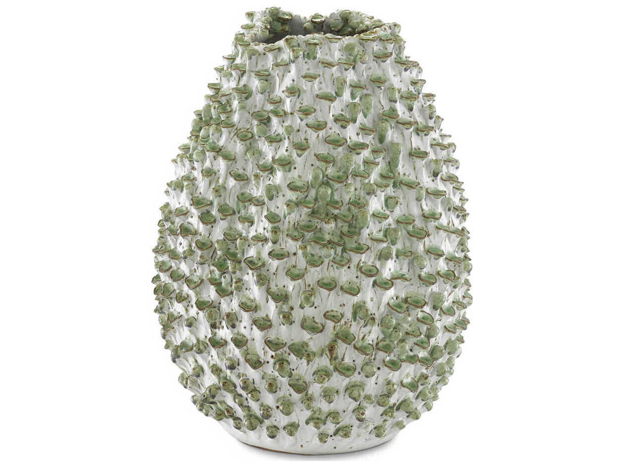 Currey & Company White / Green 11" Milione Vase