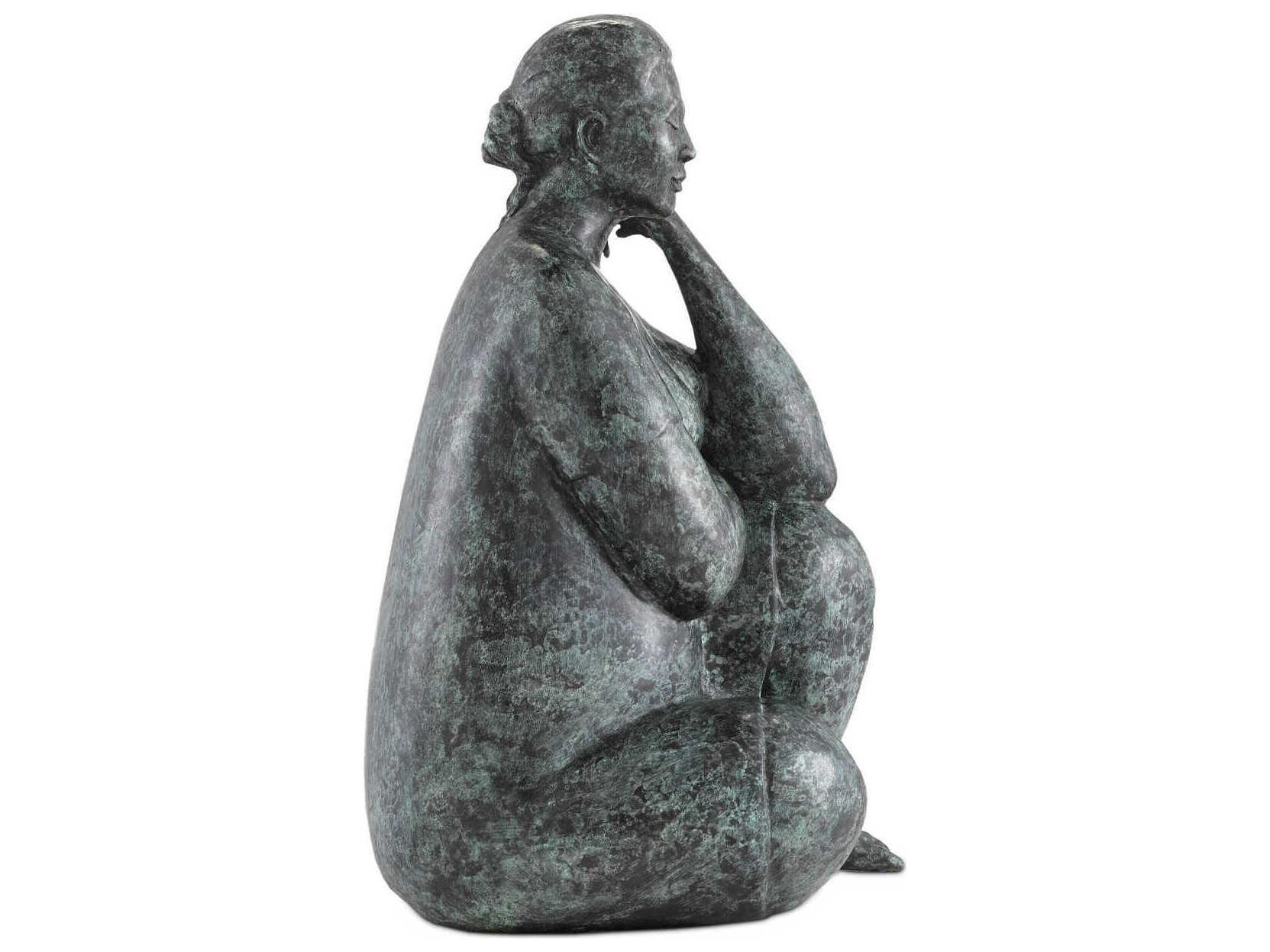 Currey & Company Granite Green Lady Meditating Sculpture