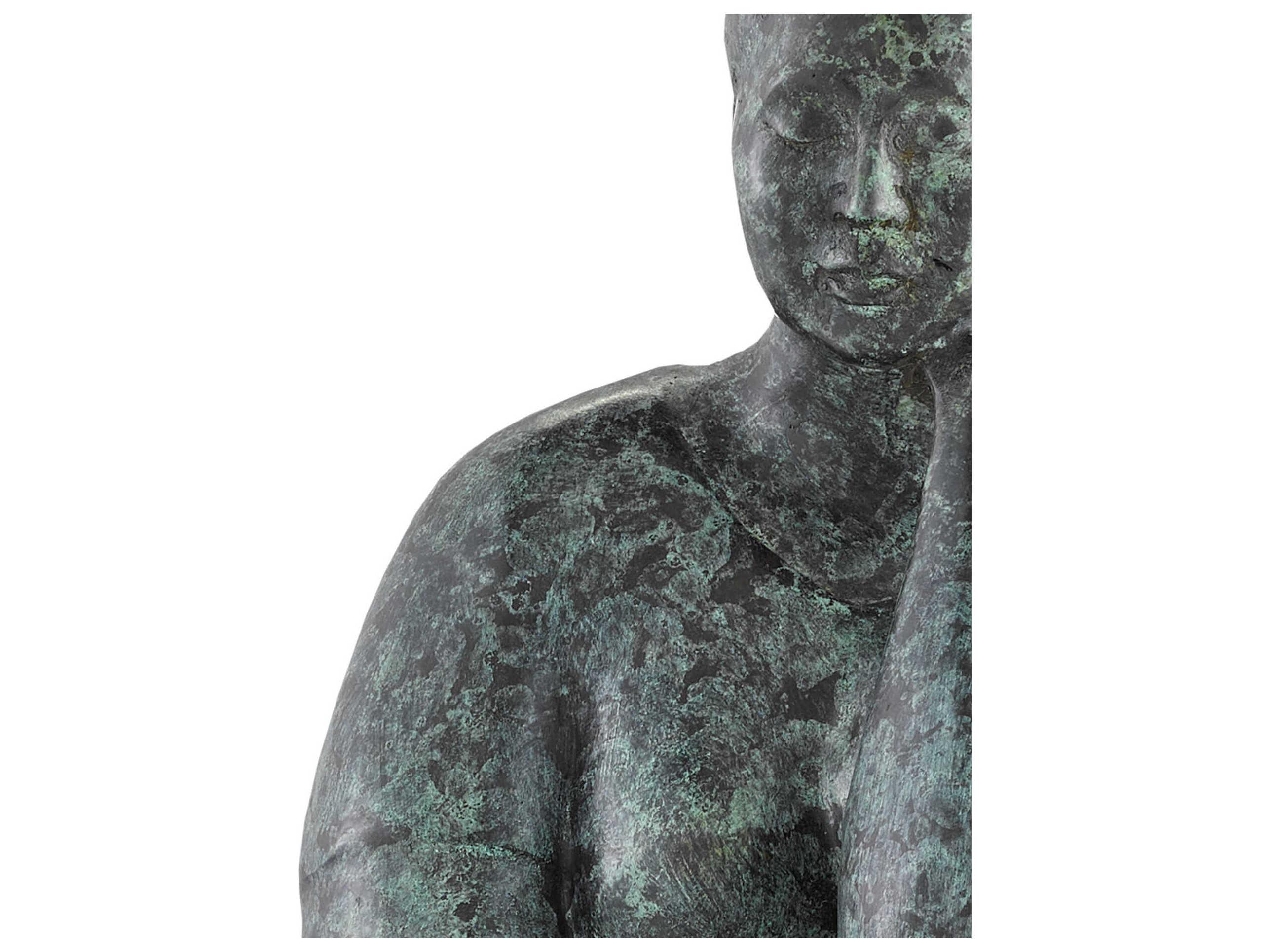 Currey & Company Granite Green Lady Meditating Sculpture