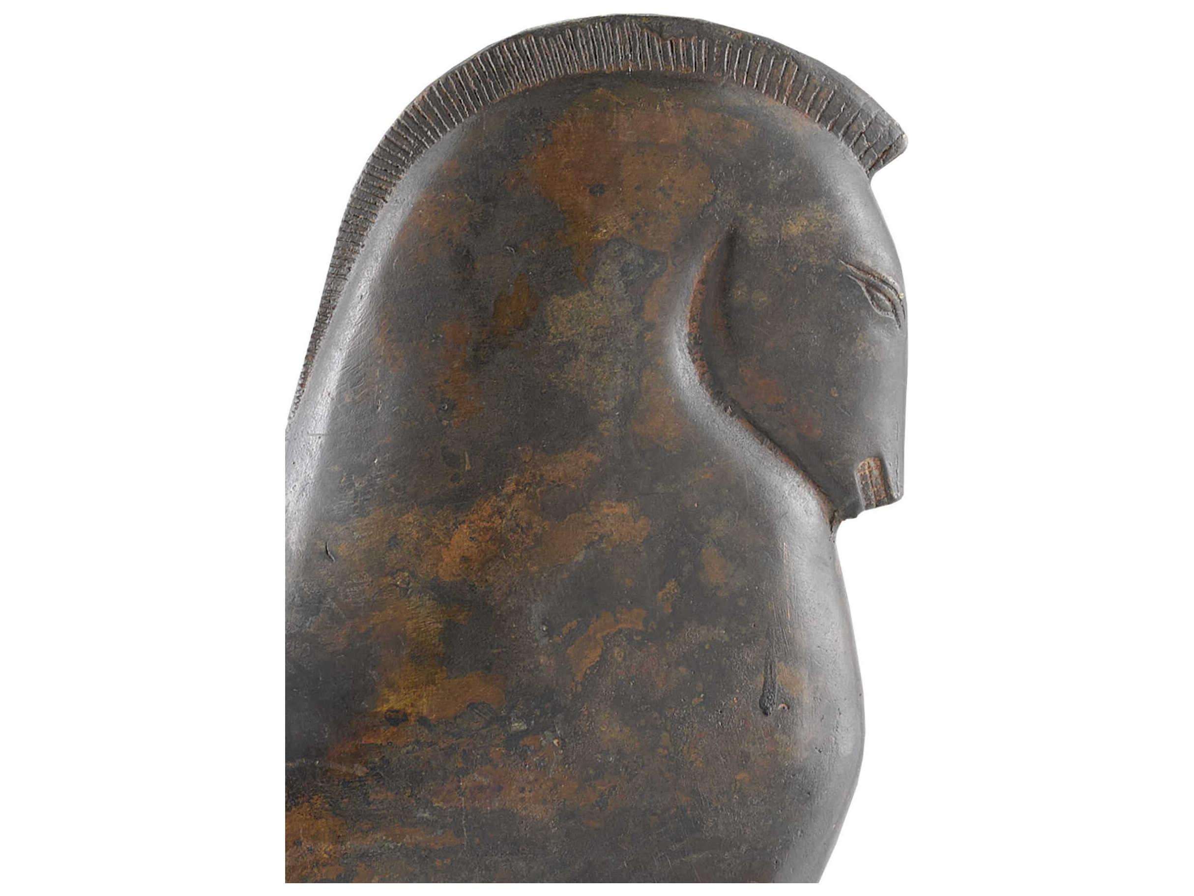 Currey & Company Antique Green Assyrian Horse Sculpture