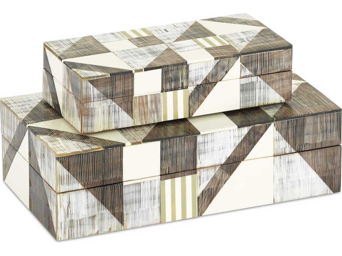 Currey & Company Gray / Natural Modernist Jewelry Box Set of 2